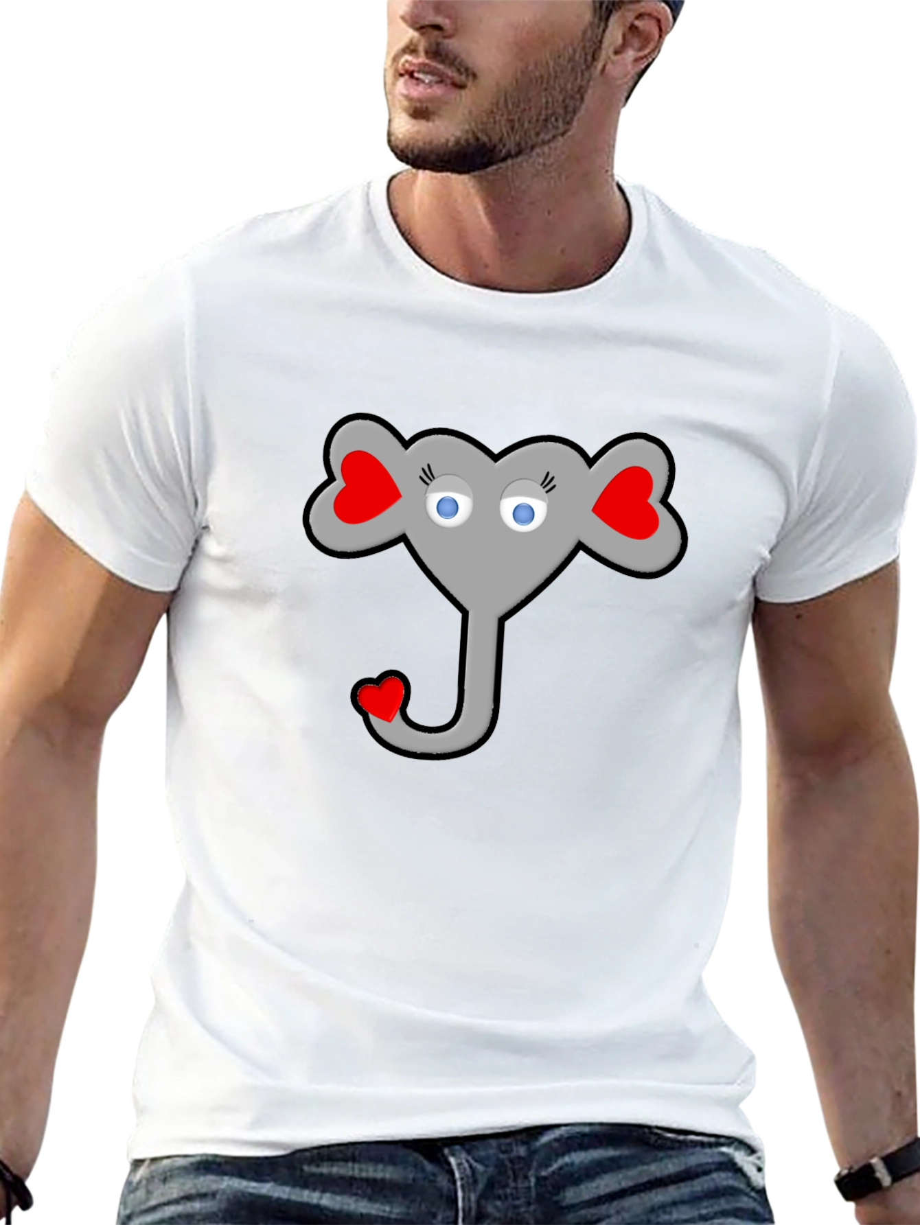 Heart Elephant Graphic Black T-Shirt