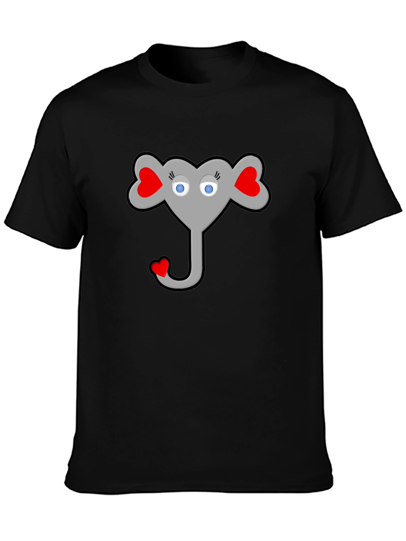 Heart Elephant Graphic Black T-Shirt