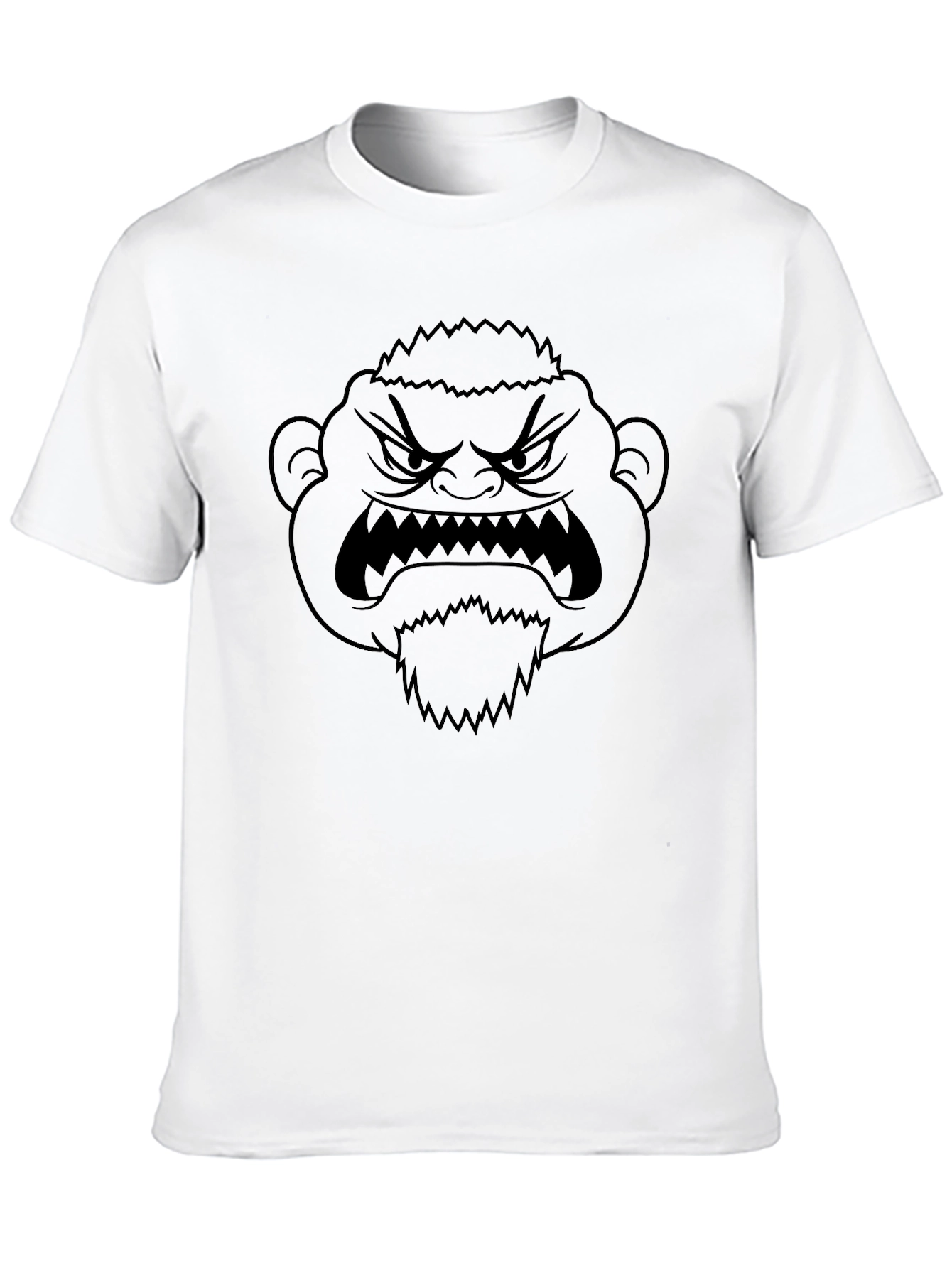 Mens Black T-Shirt with Angry Cartoon Face