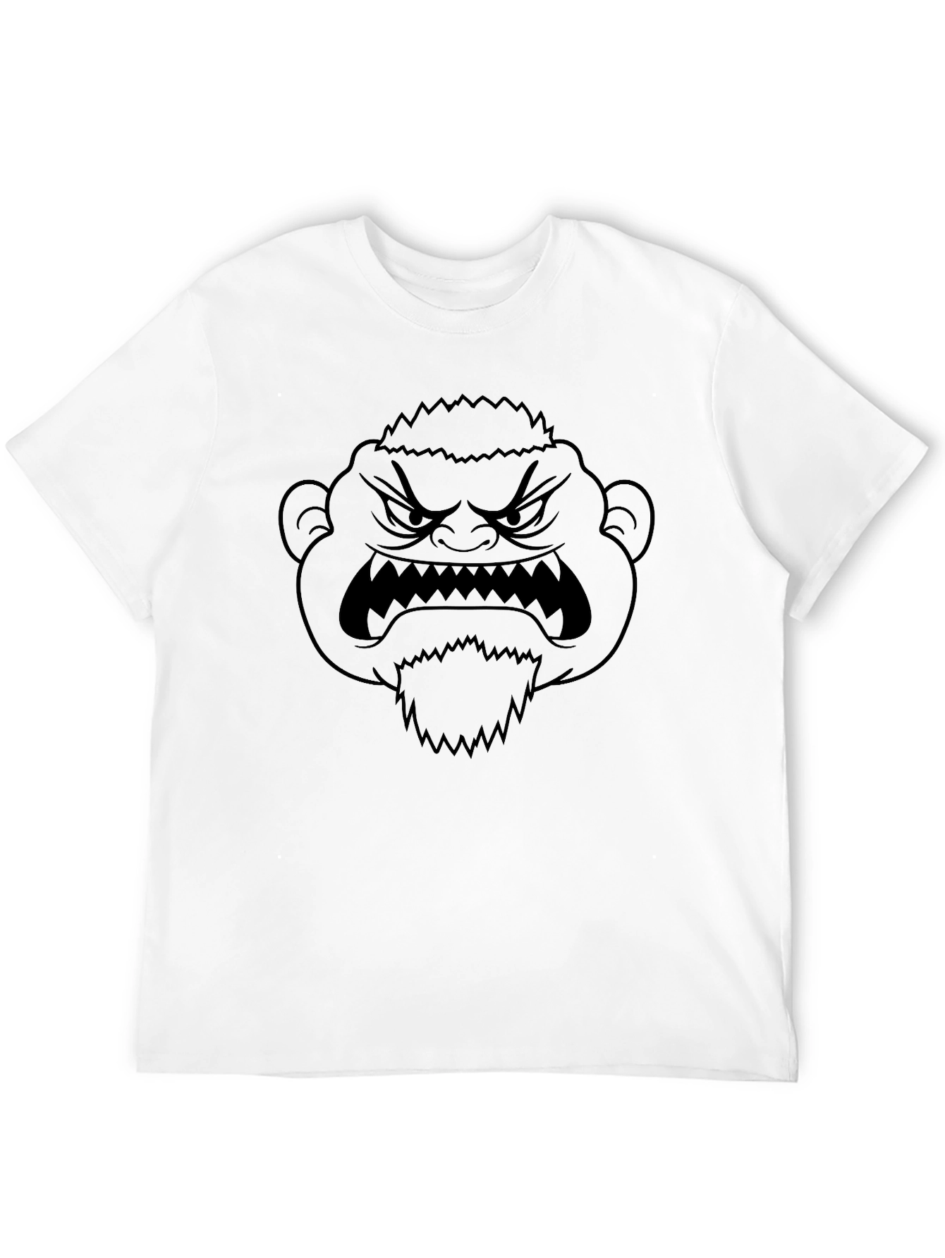 Mens Black T-Shirt with Angry Cartoon Face