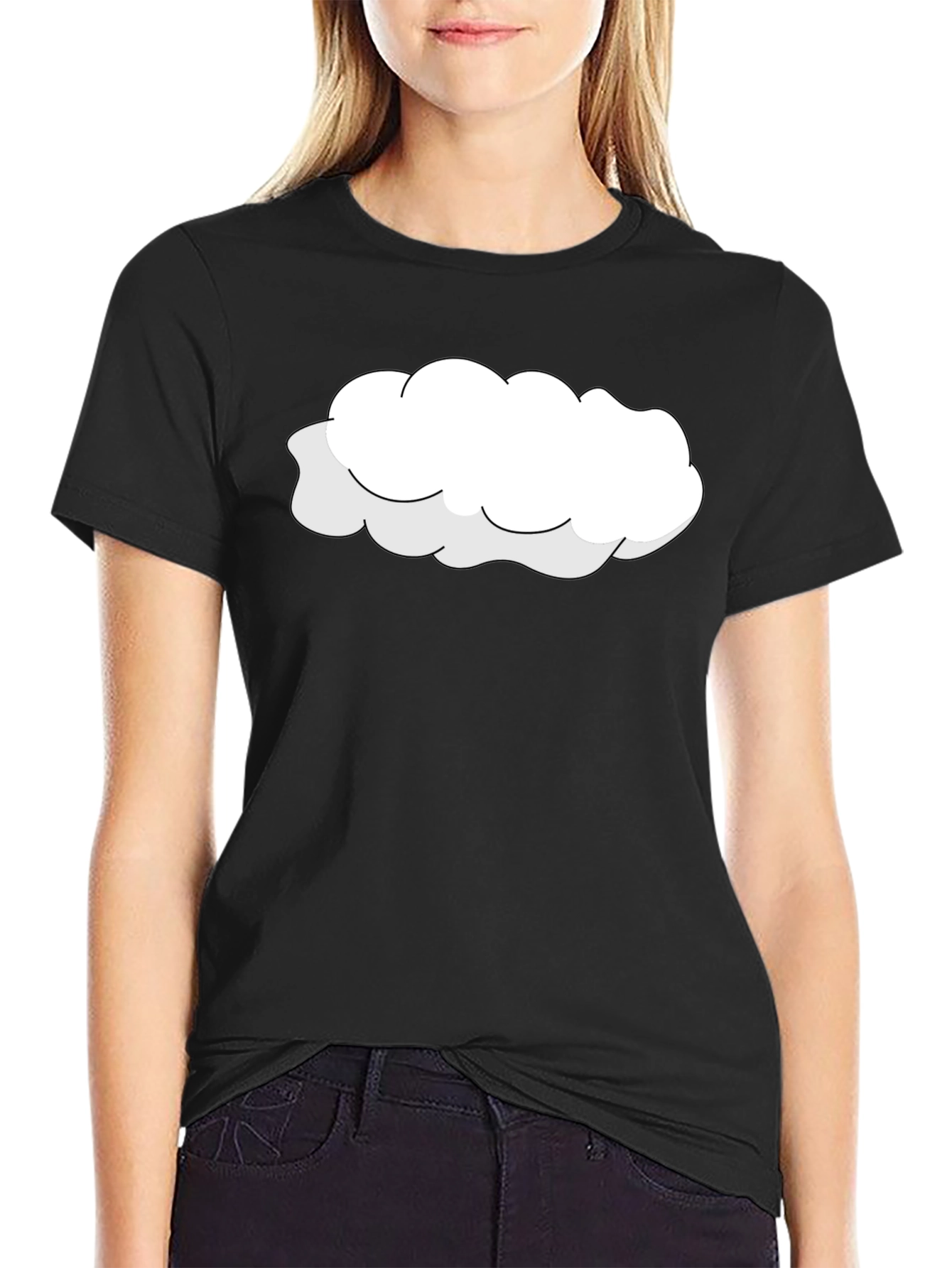 Cloud Graphic Tee - Black Cotton T-Shirt