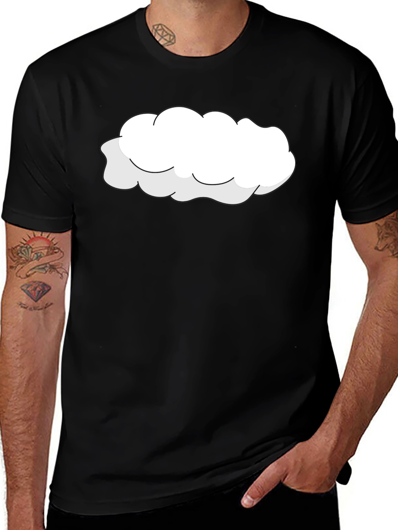 Cloud Graphic Tee - Black Cotton T-Shirt