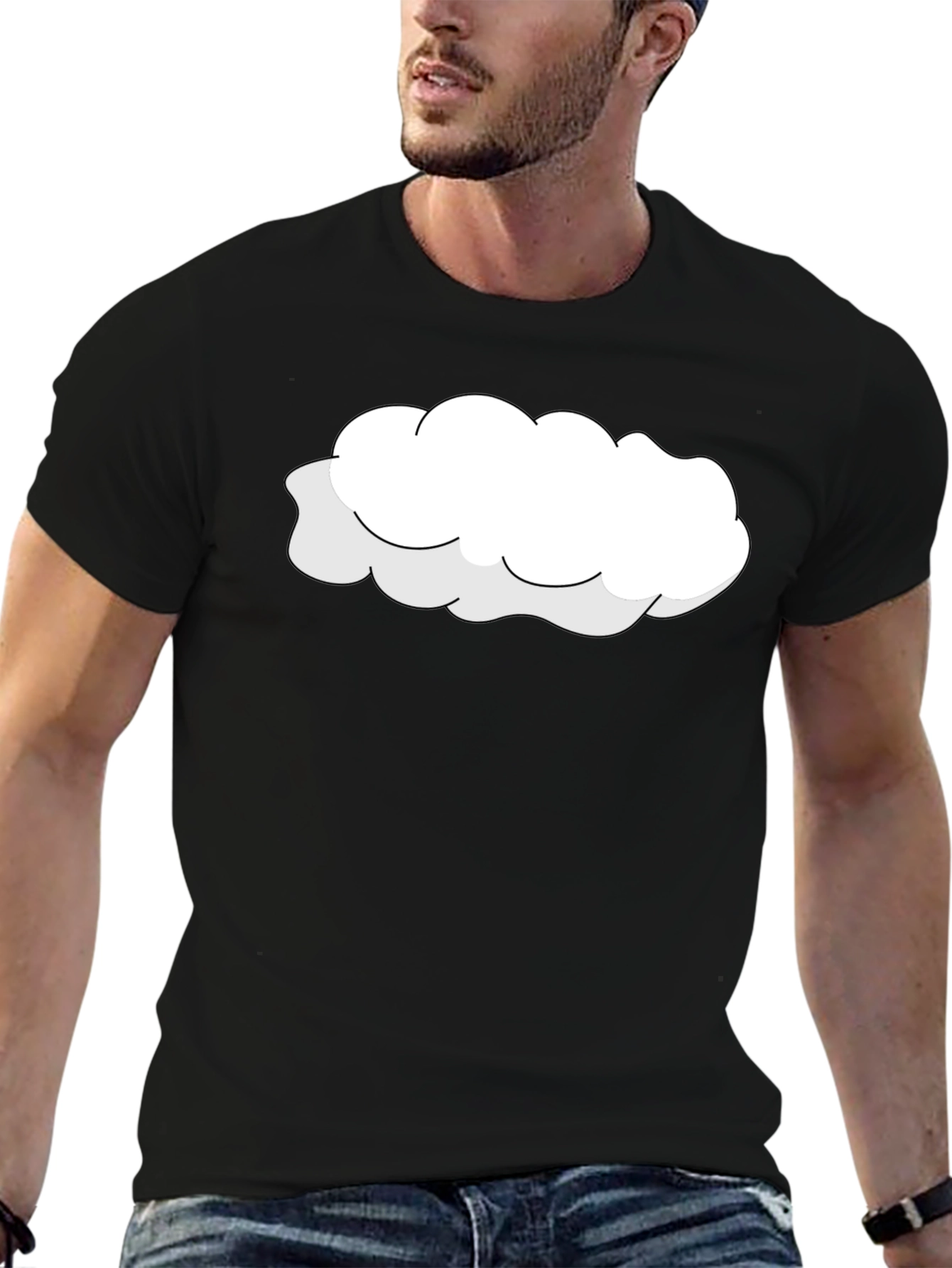 Cloud Graphic Tee - Black Cotton T-Shirt