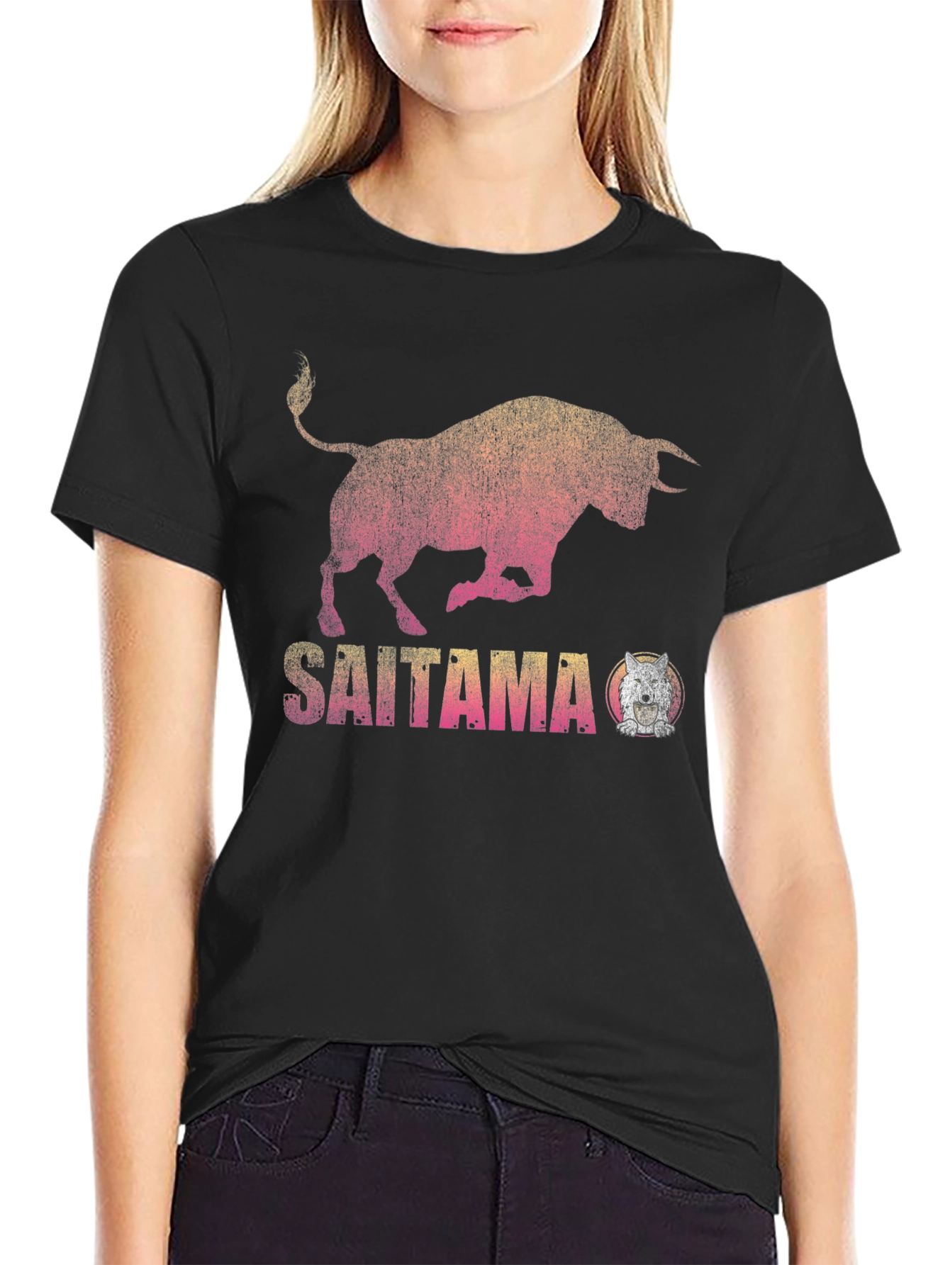 Saitama Bull Graphic Tee - Stylish Black T-Shirt