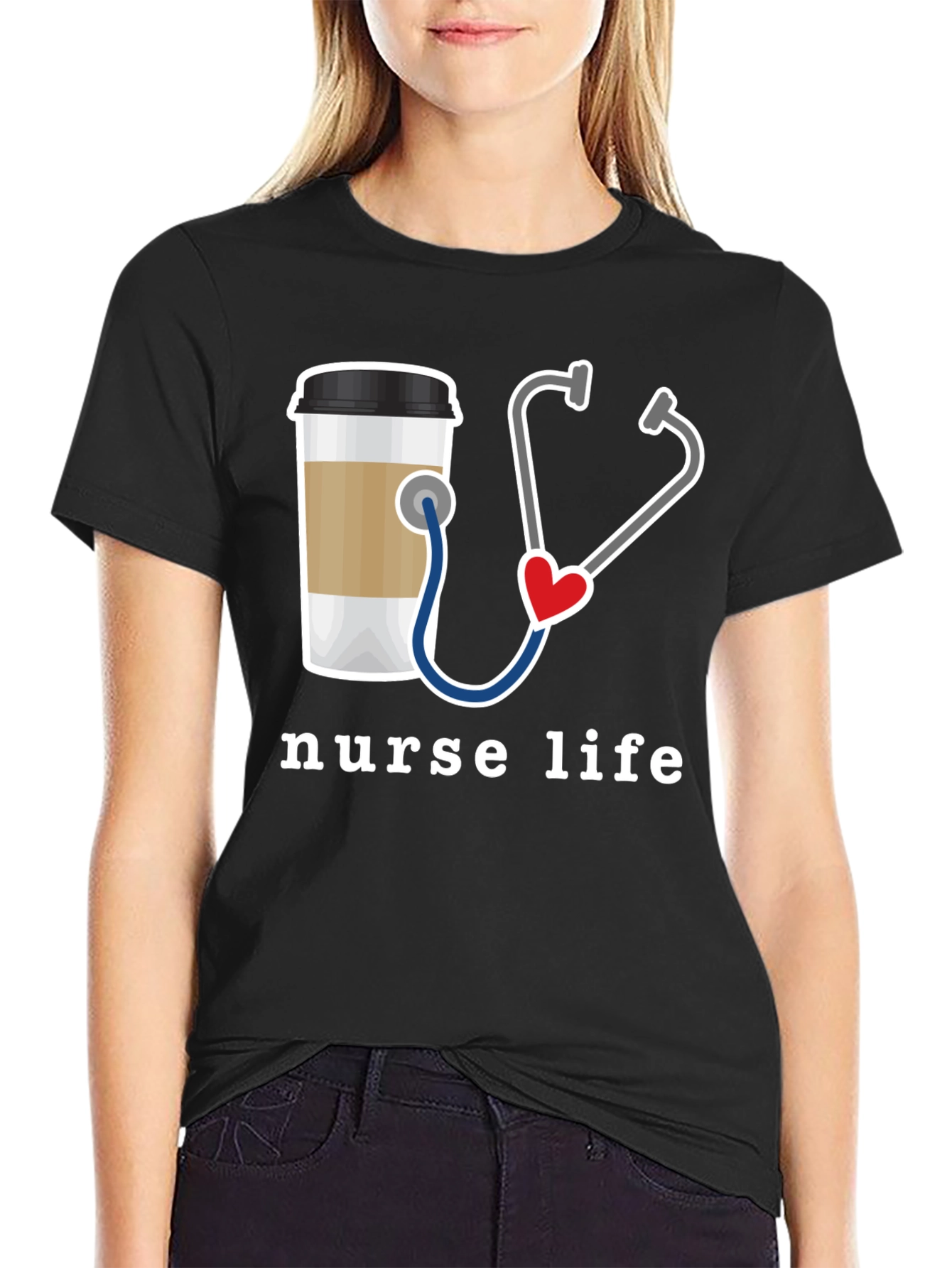 Nurse Life T-Shirt - Coffee & Stethoscope