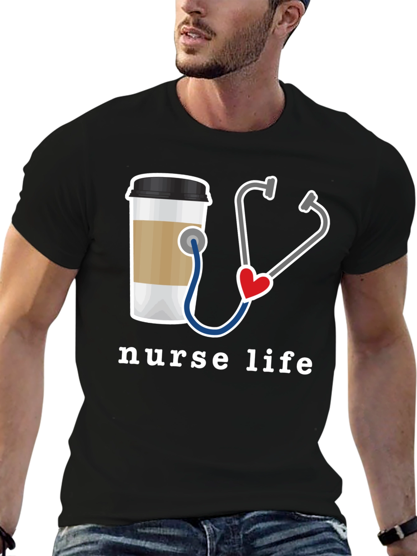 Nurse Life T-Shirt - Coffee & Stethoscope