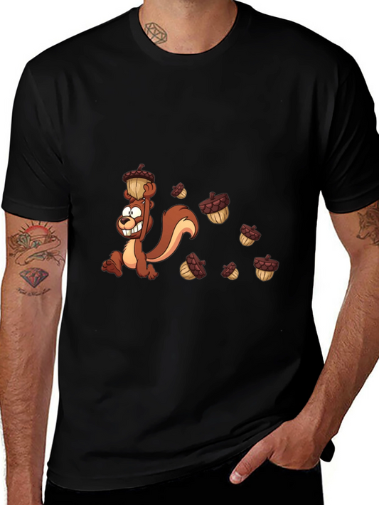 Cartoon Squirrel Acorn Graphic T-Shirt