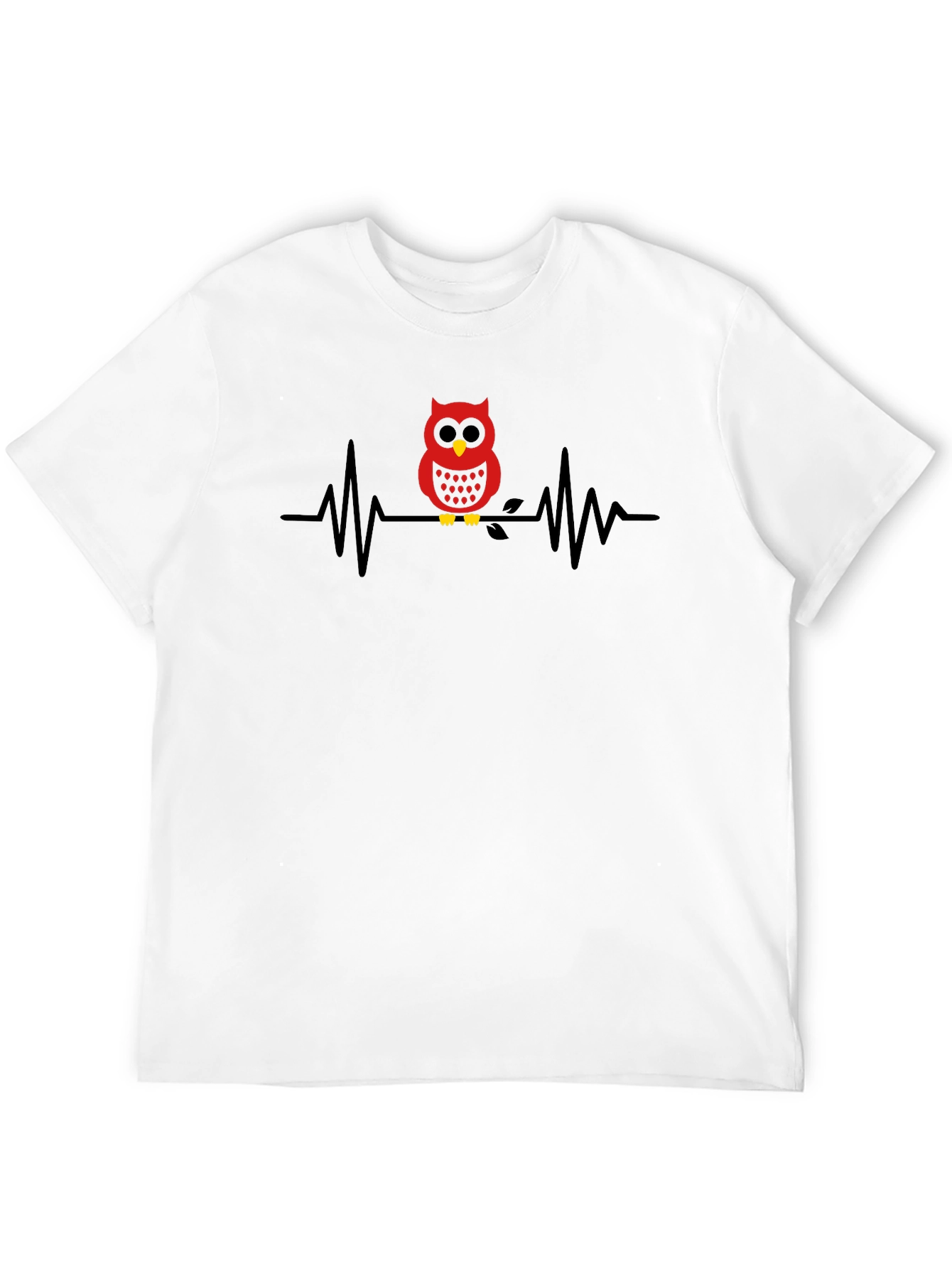 Owl Heartbeat Graphic Tee - Black