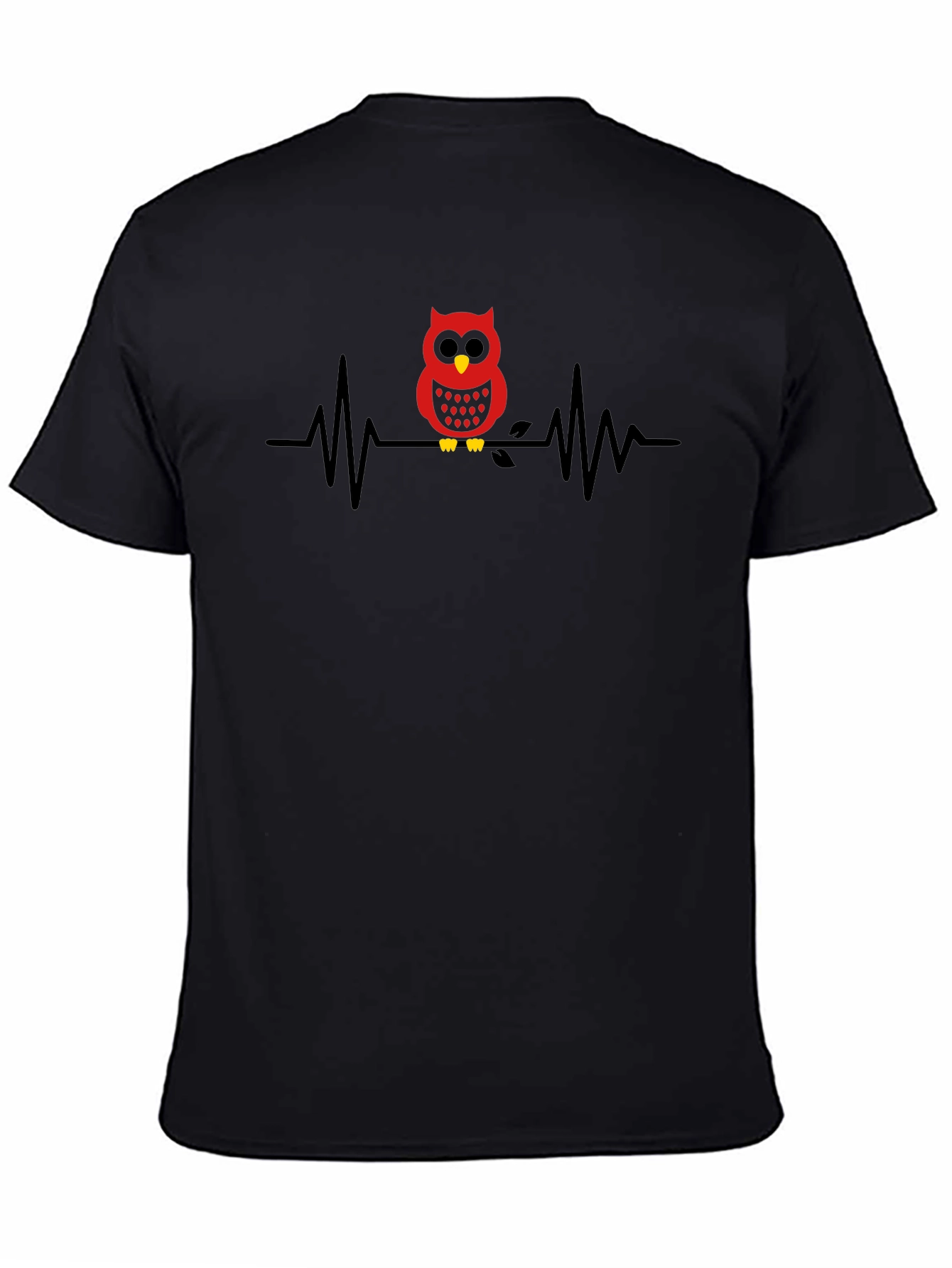 Owl Heartbeat Graphic Tee - Black