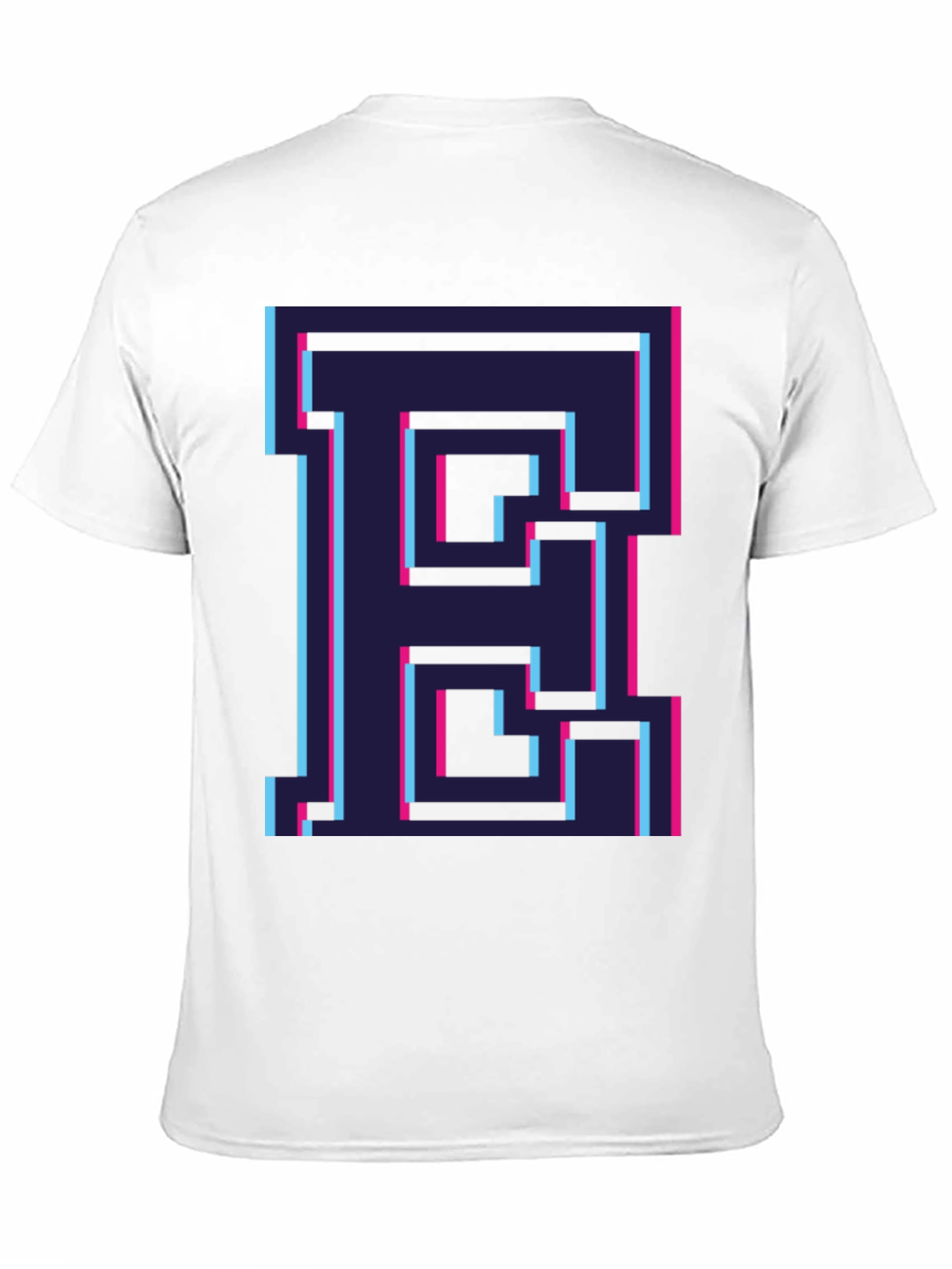 Retro Pixel Letter E Graphic Tee - Black