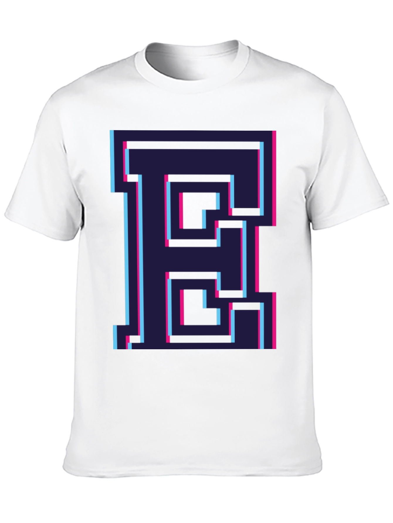 Retro Pixel Letter E Graphic Tee - Black