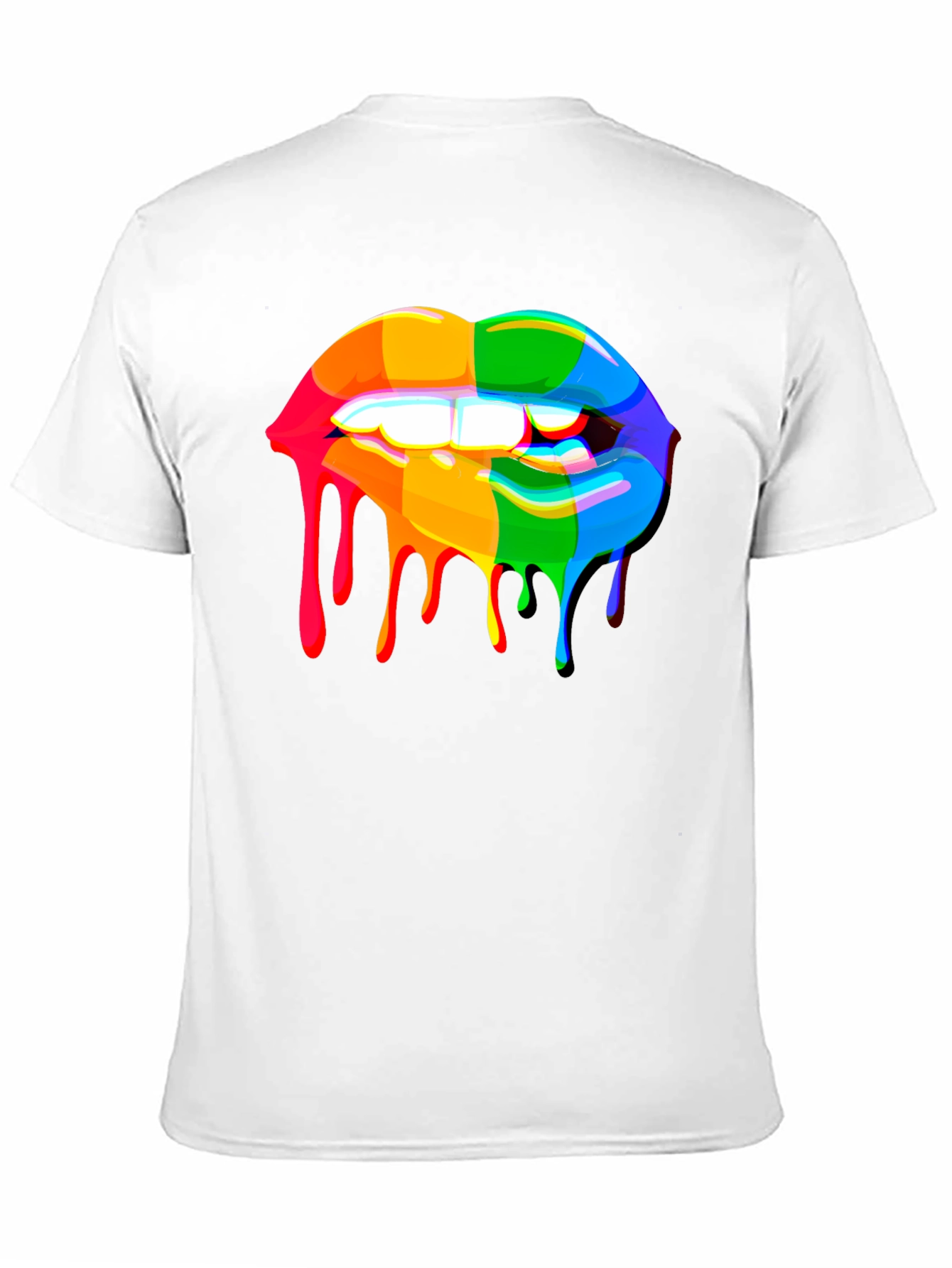 Rainbow Dripping Lips Graphic Black T-Shirt