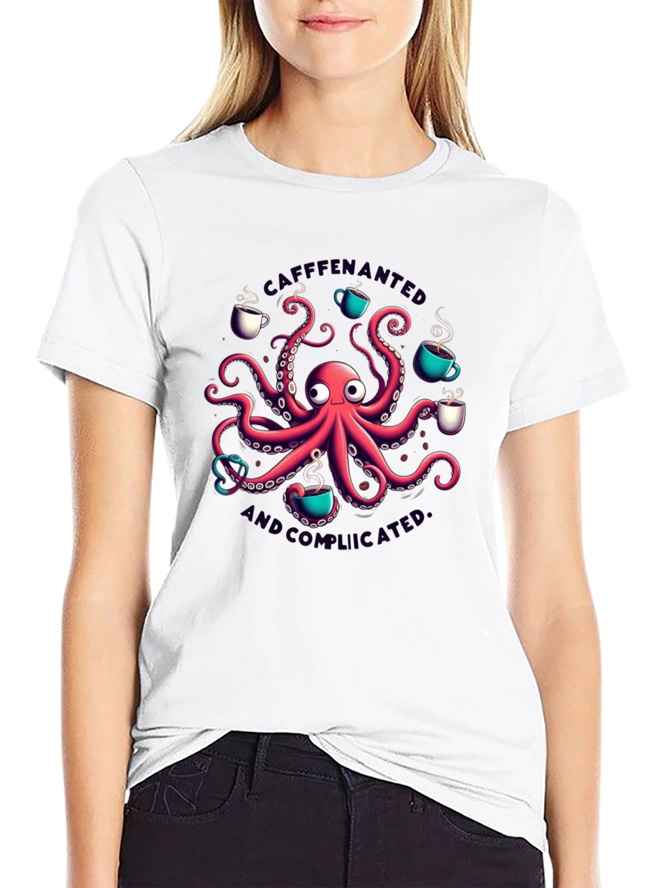 Caffeinated & Complicated Octopus T-Shirt