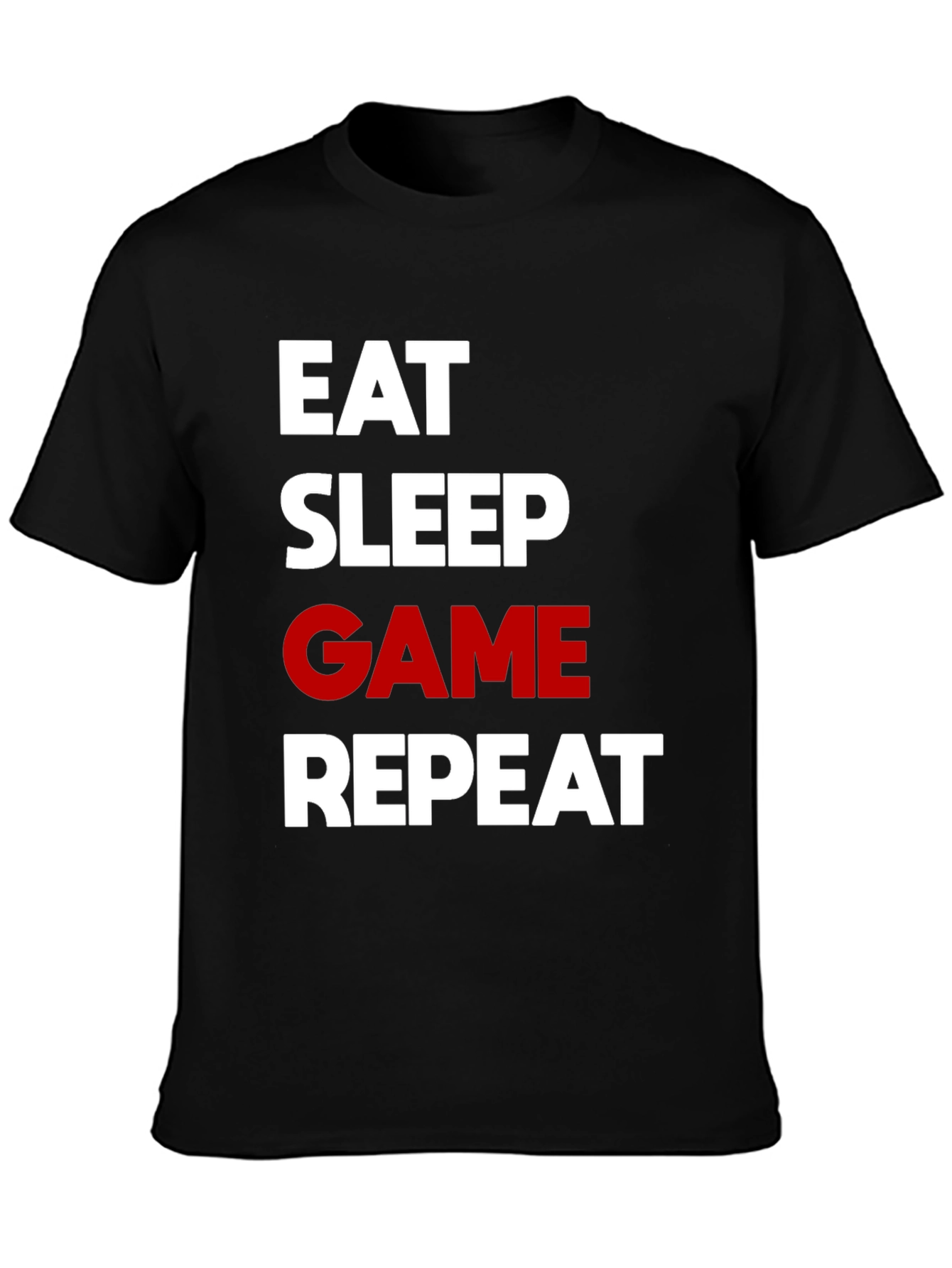 Eat Sleep Game Repeat Black Graphic Tee