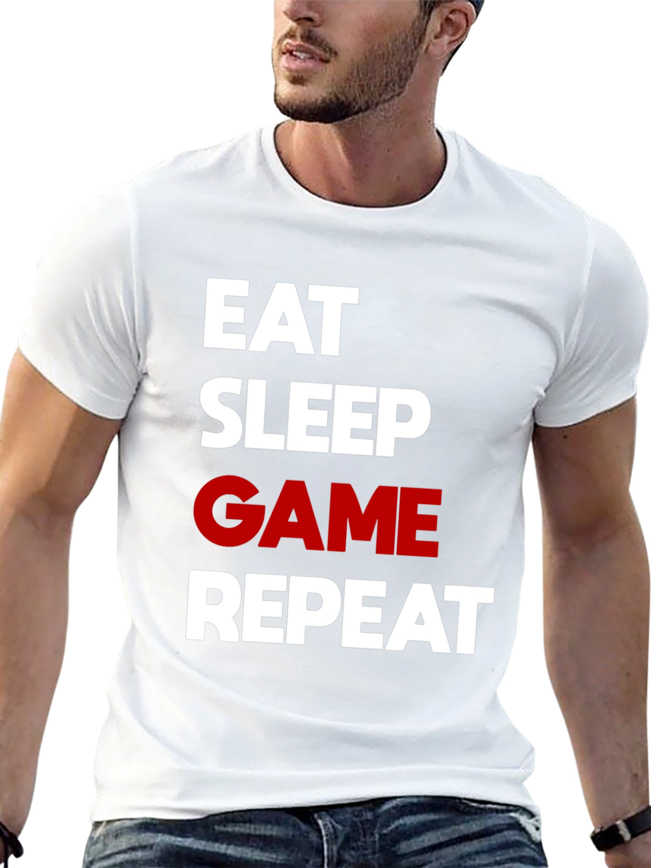 Eat Sleep Game Repeat Black Graphic Tee