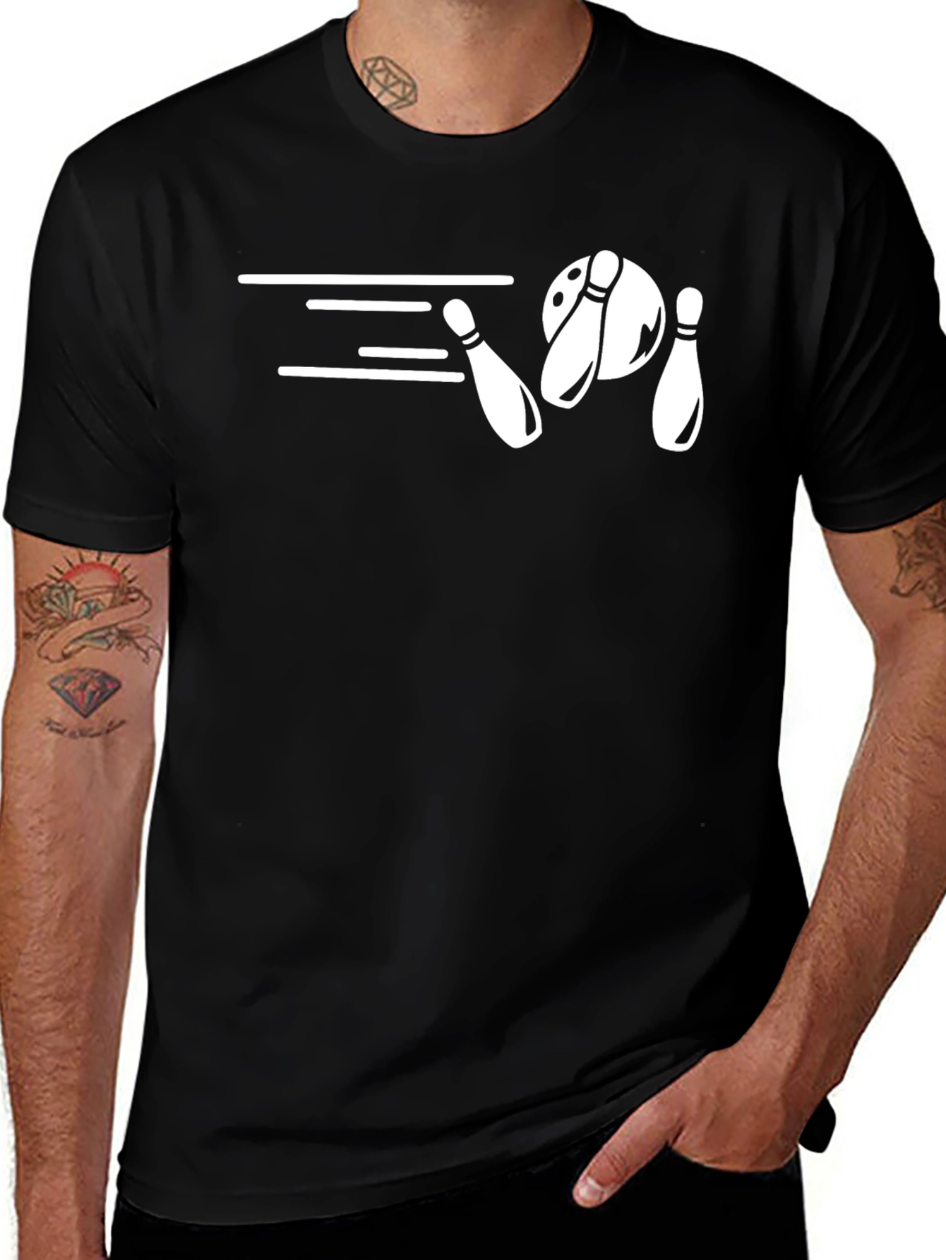 Bowling Strike Graphic Tee - Mens Black T-Shirt