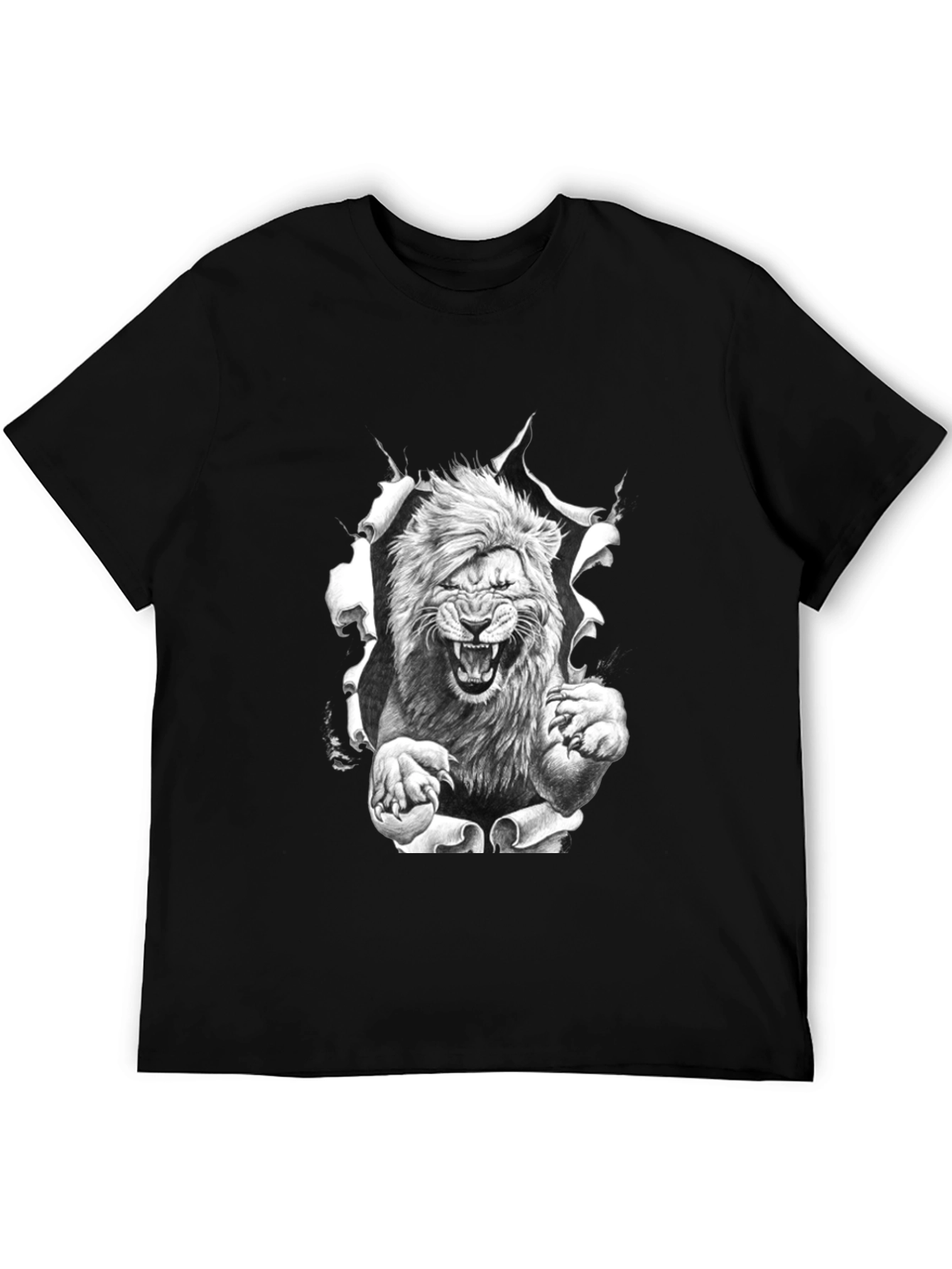 Lion Graphic Print Black Tee