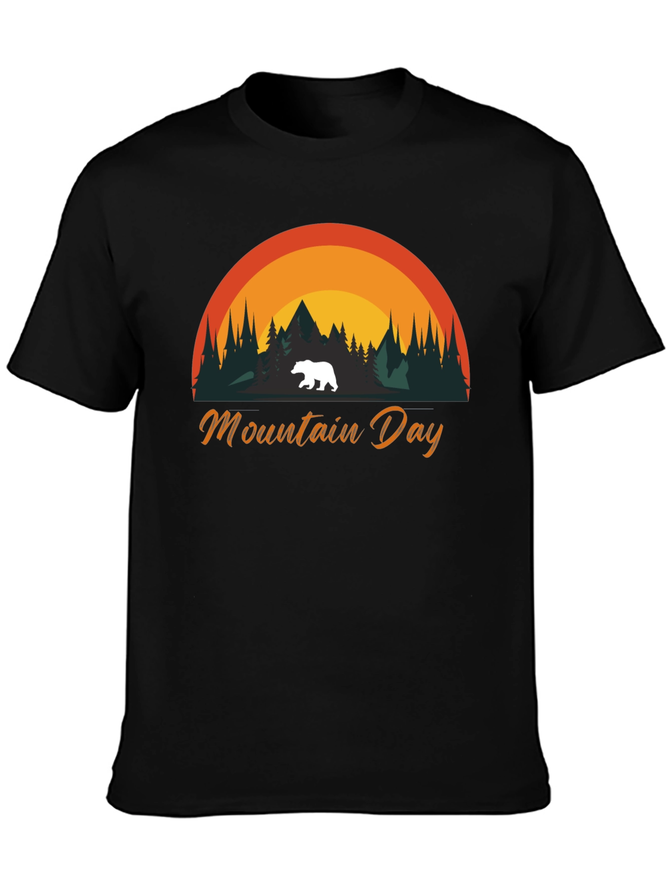 Mountain Day Bear Graphic T-Shirt