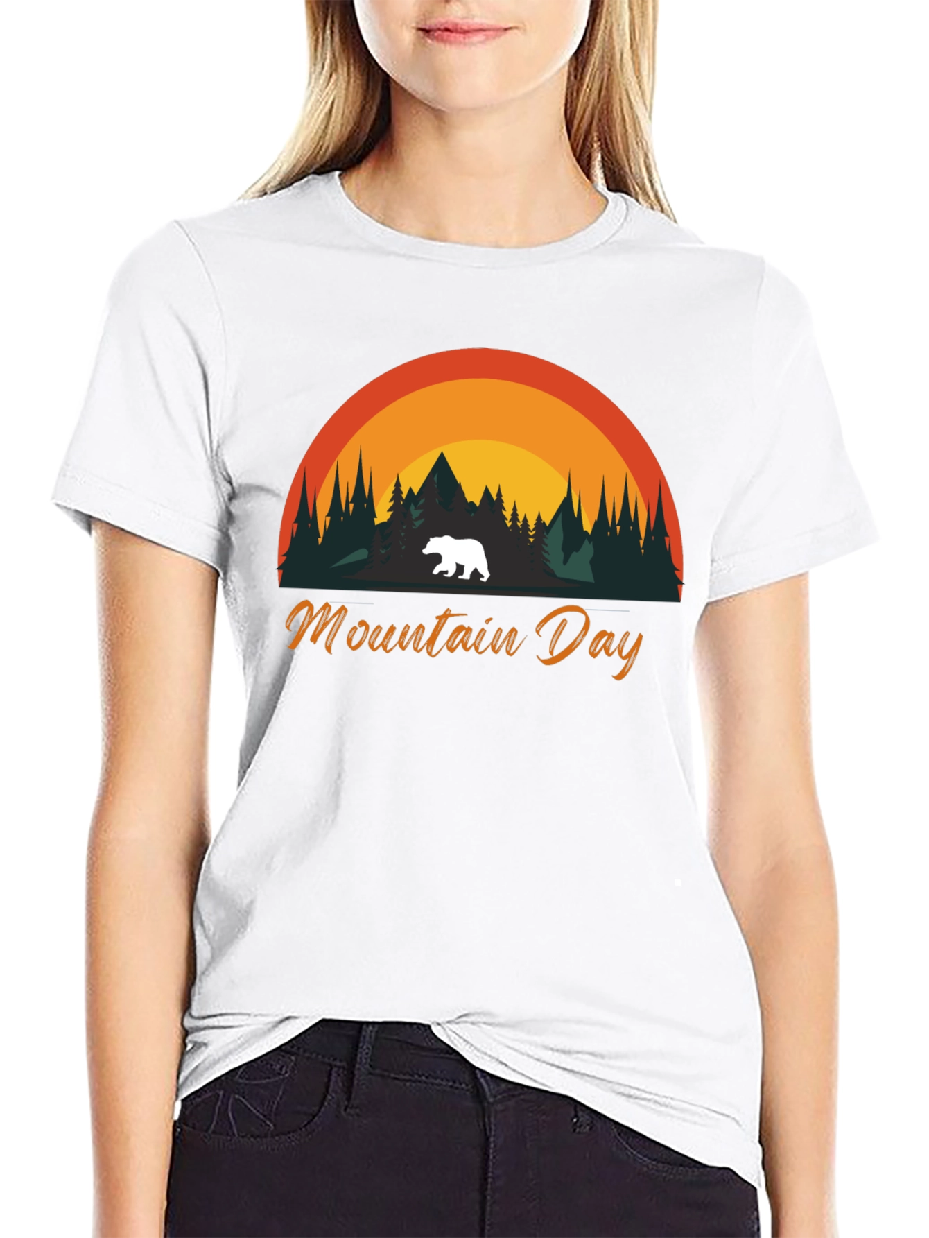 Mountain Day Bear Graphic T-Shirt