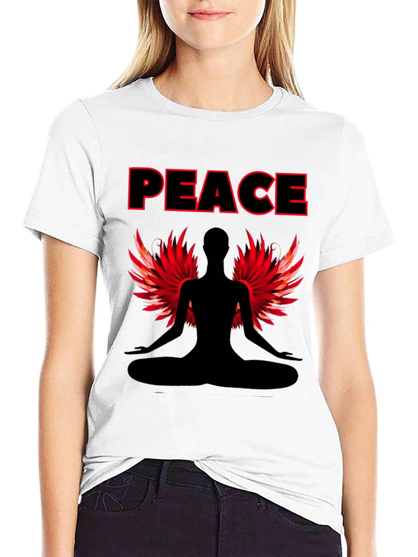 Peaceful Meditation T-Shirt with Winged Figure
