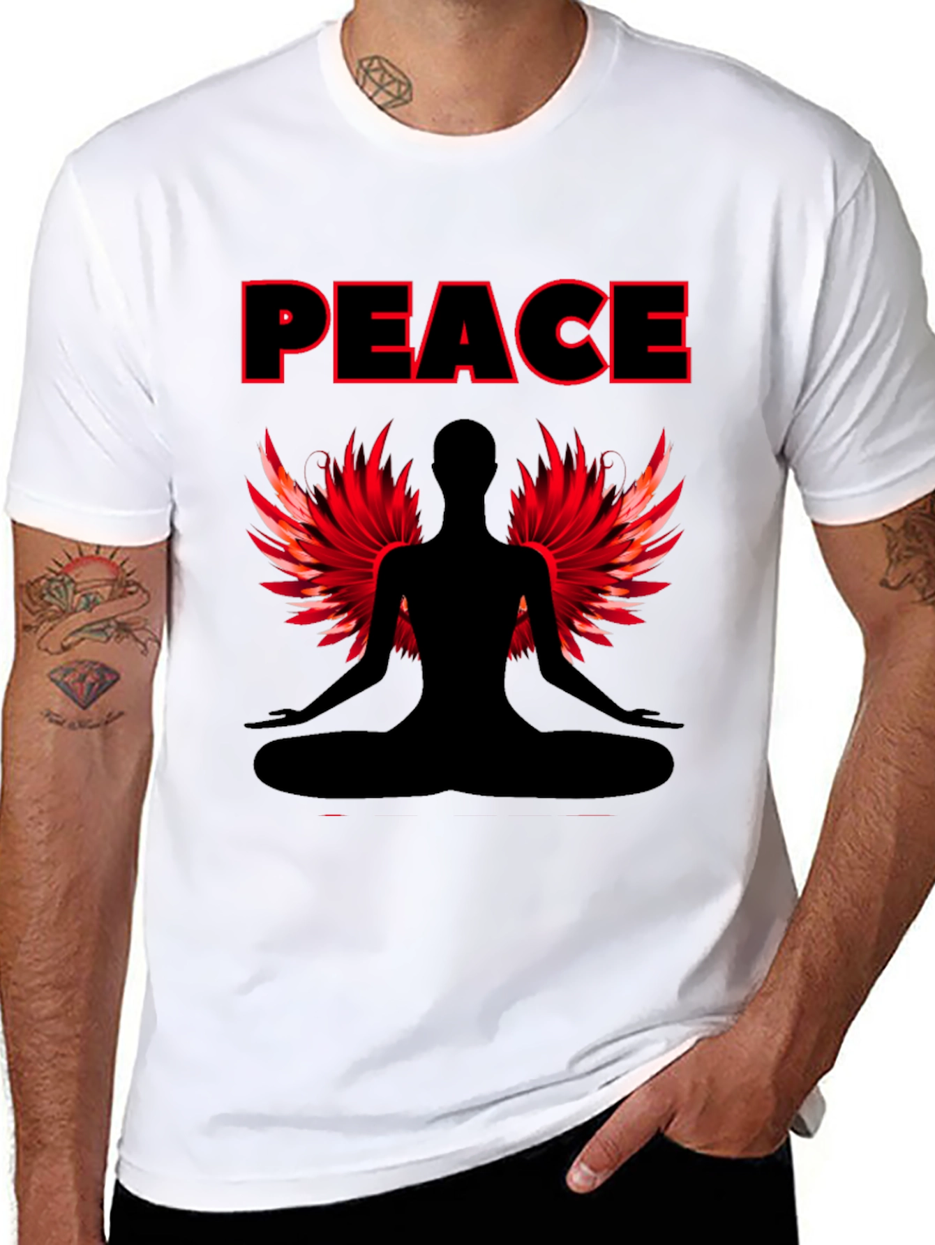 Peaceful Meditation T-Shirt with Winged Figure