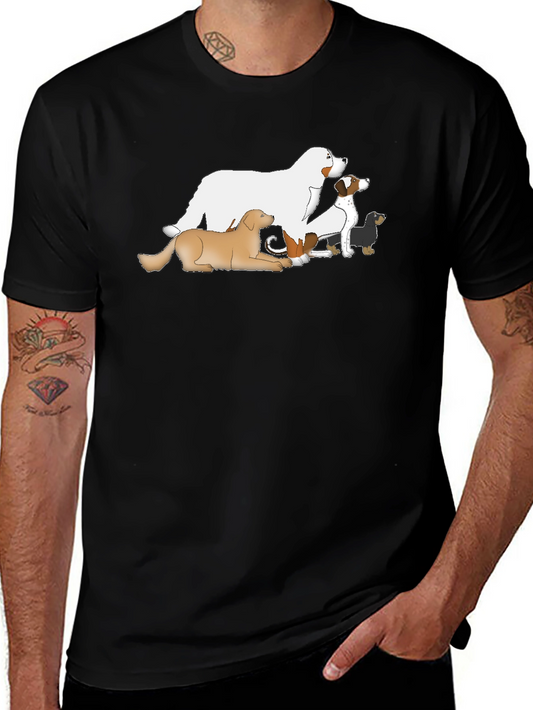 Dog Breed Cartoon T-Shirt - Black