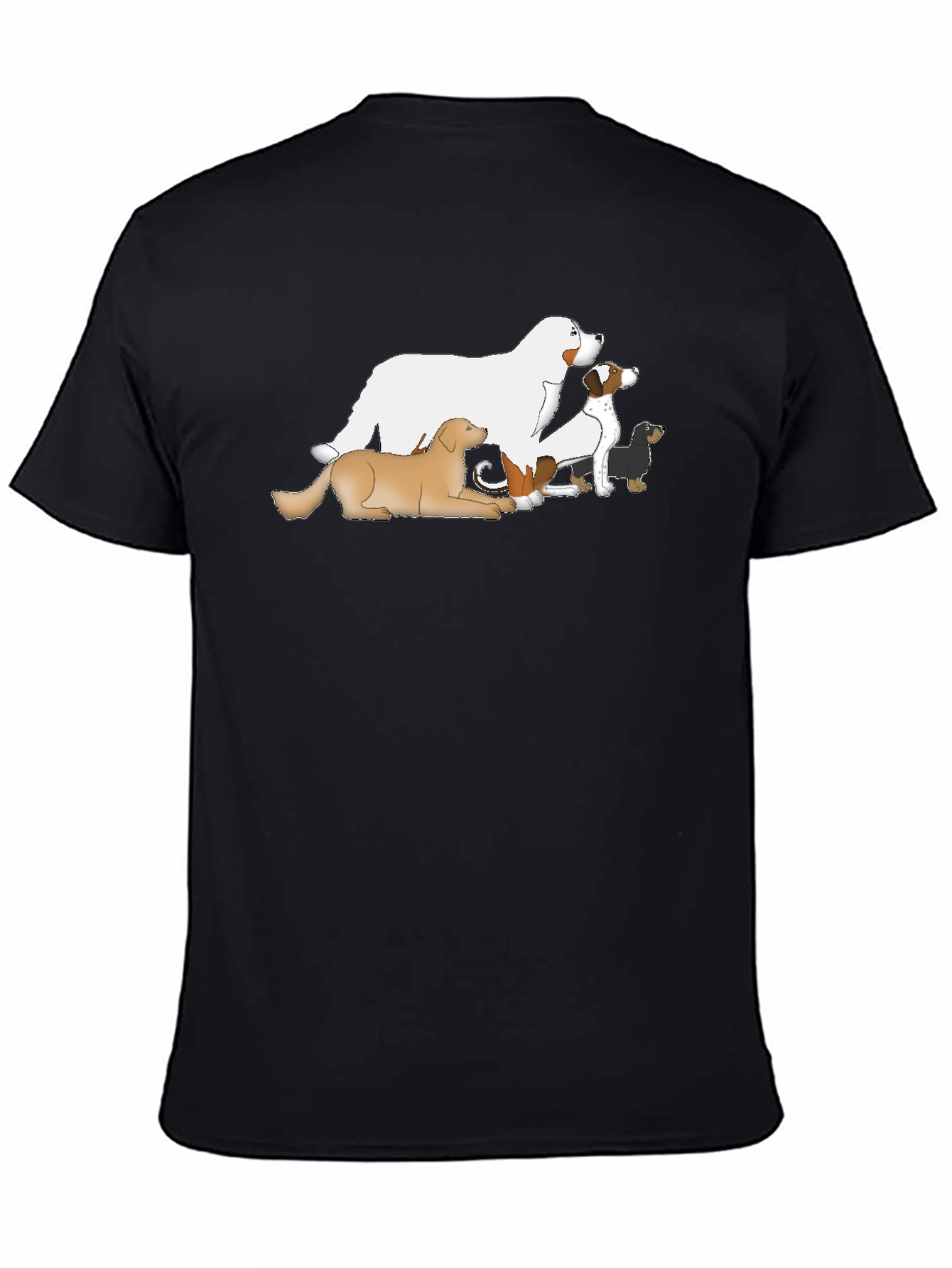 Dog Breed Cartoon T-Shirt - Black