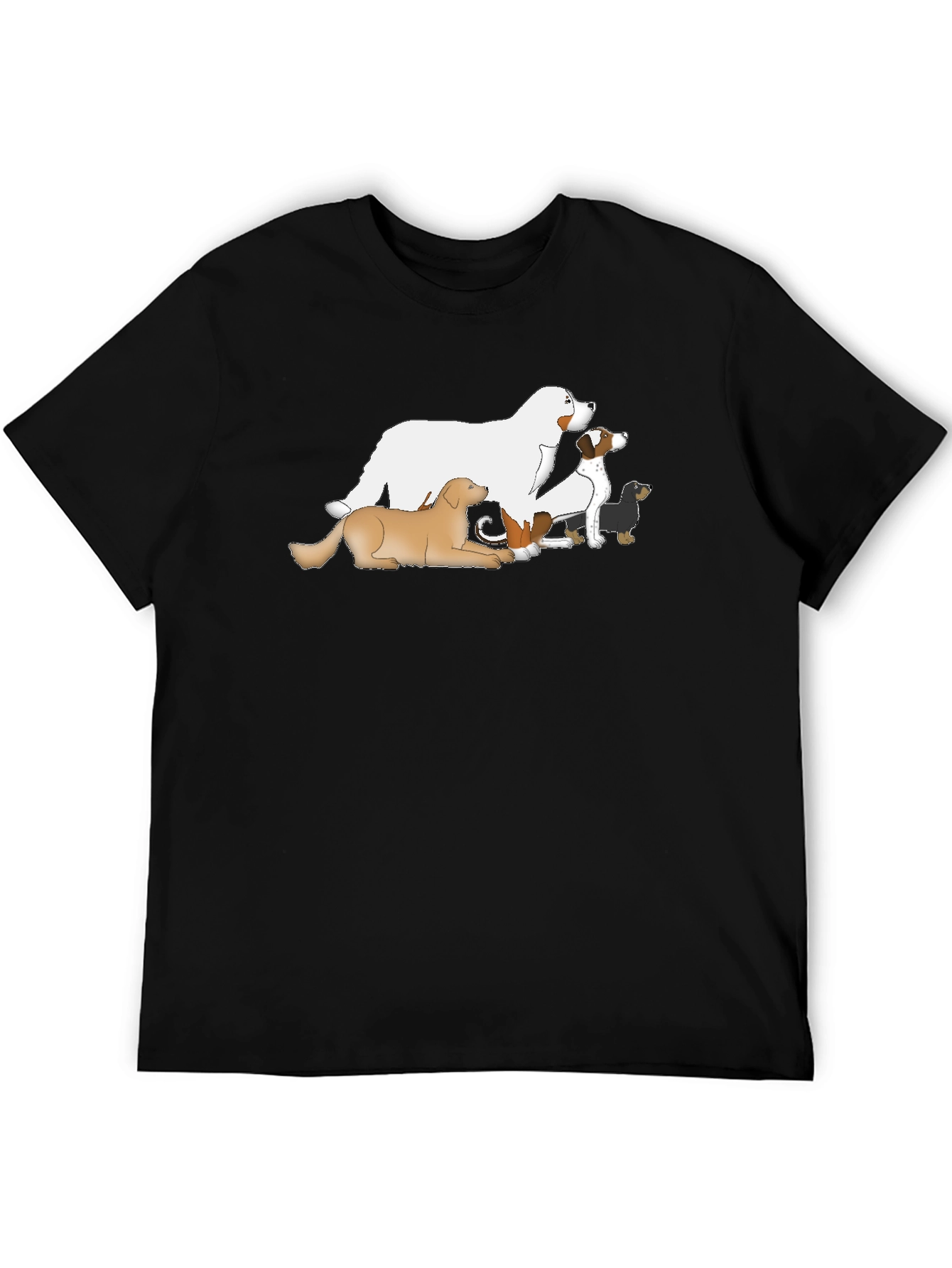Dog Breed Cartoon T-Shirt - Black