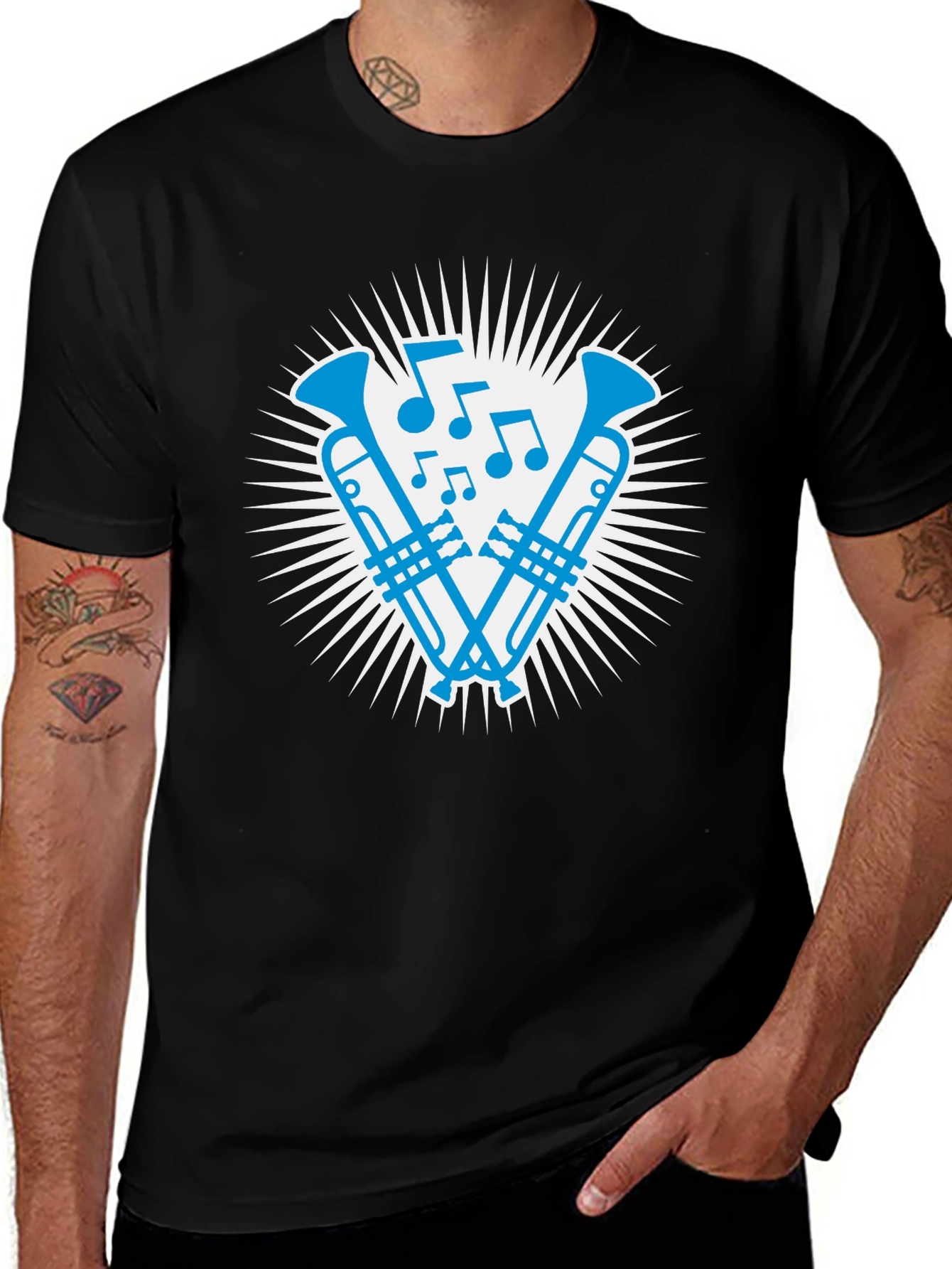 Musical Trumpet Graphic Tee - Cool Band Shirt