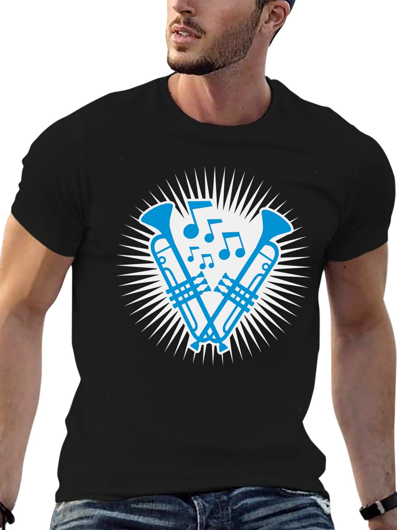 Musical Trumpet Graphic Tee - Cool Band Shirt