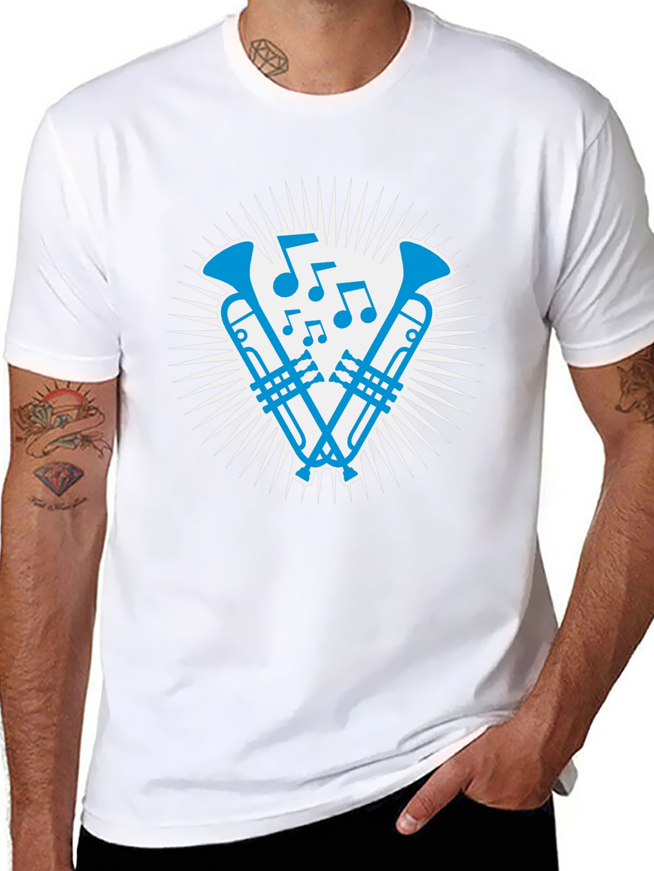 Musical Trumpet Graphic Tee - Cool Band Shirt