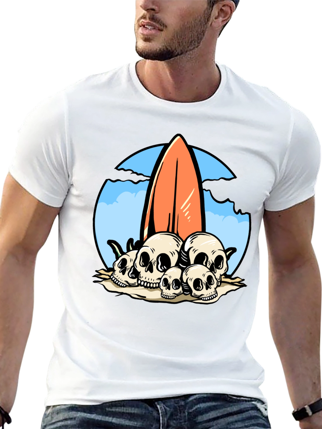 Skull Surfboard Tee - Beach Vibes