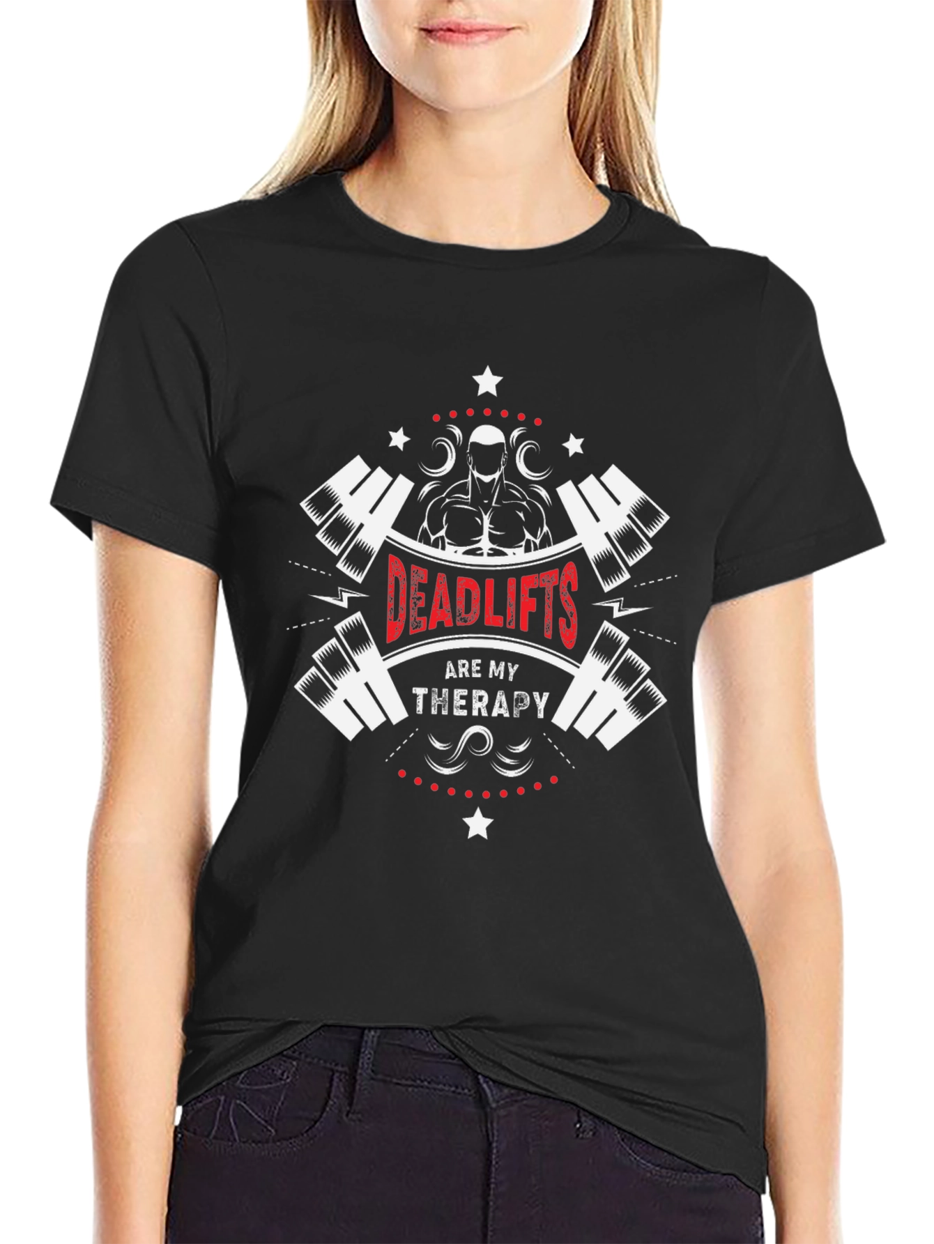 Deadlifts Are My Therapy Graphic Tee - Black