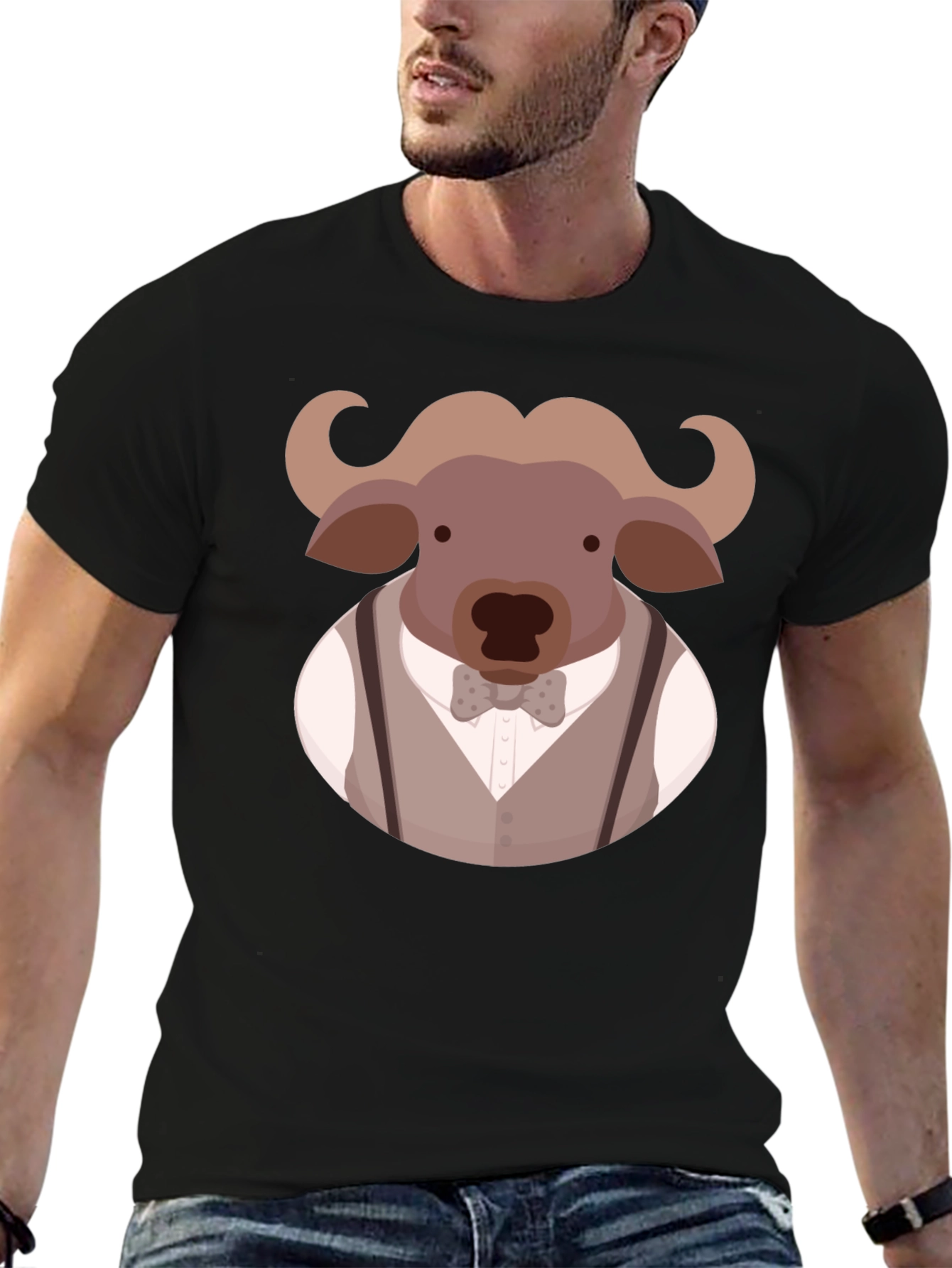 Buffalo Gentleman Graphic Tee - Black Cotton Blend