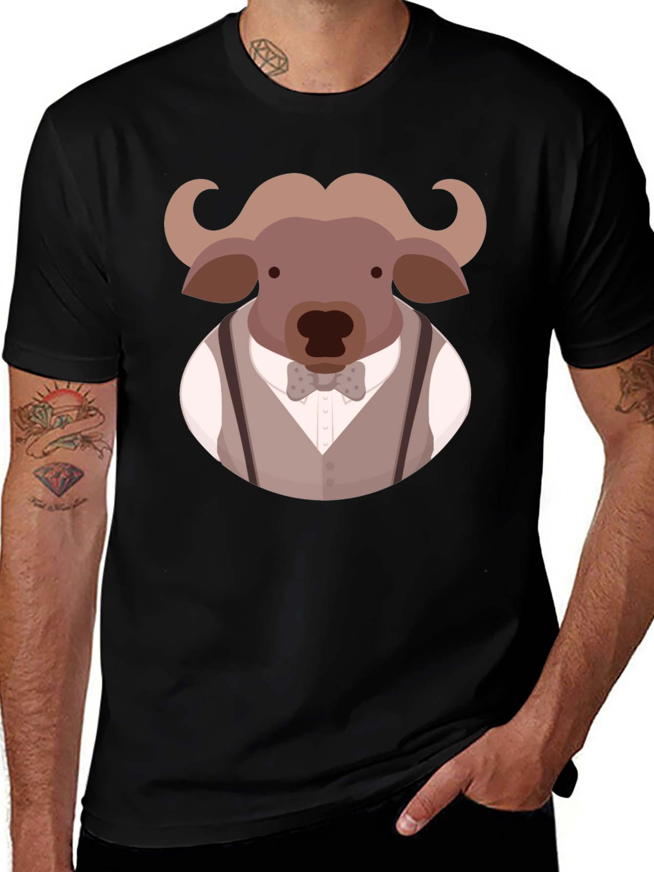 Buffalo Gentleman Graphic Tee - Black Cotton Blend