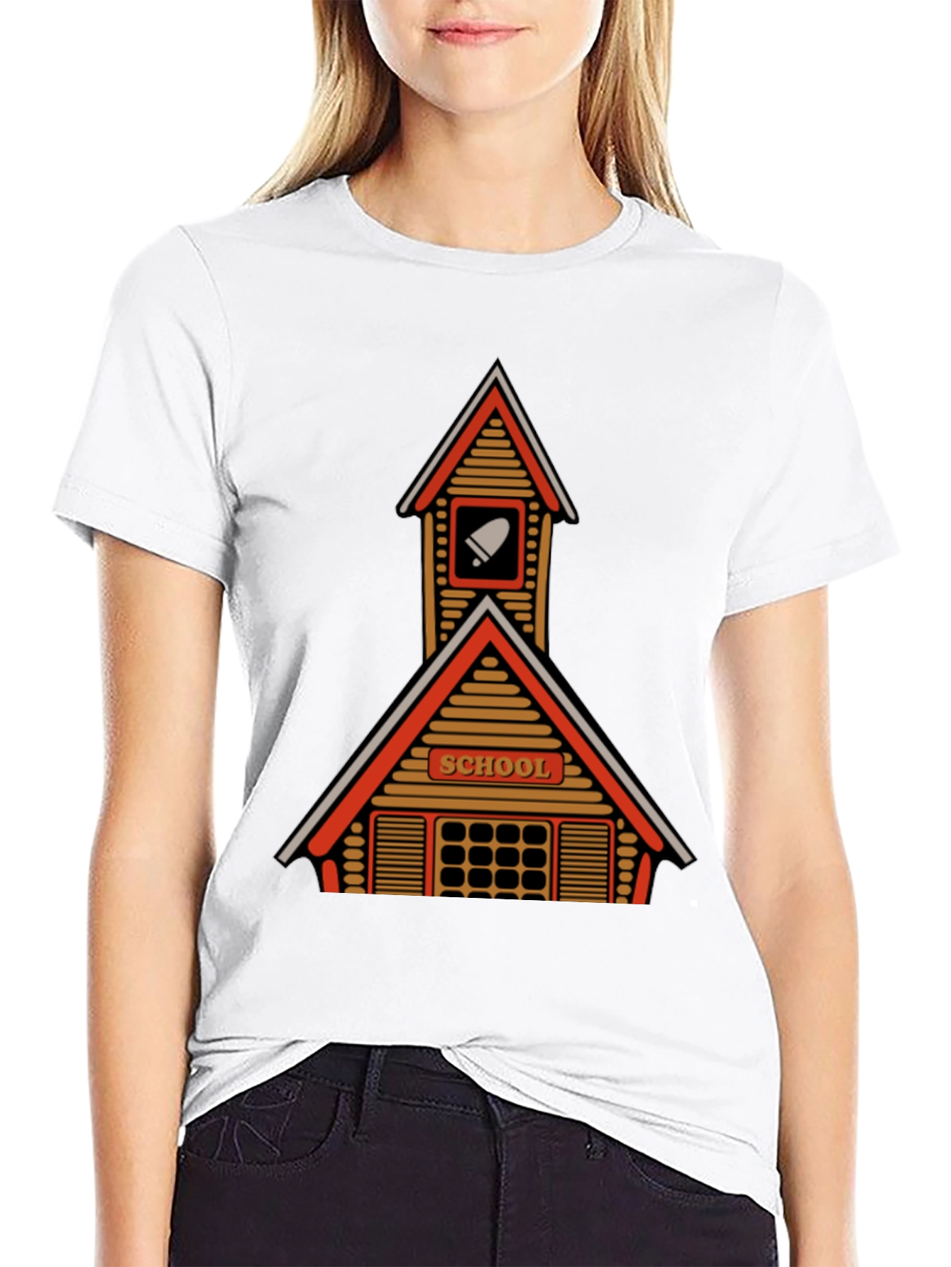 Retro Schoolhouse Graphic T-Shirt - Black