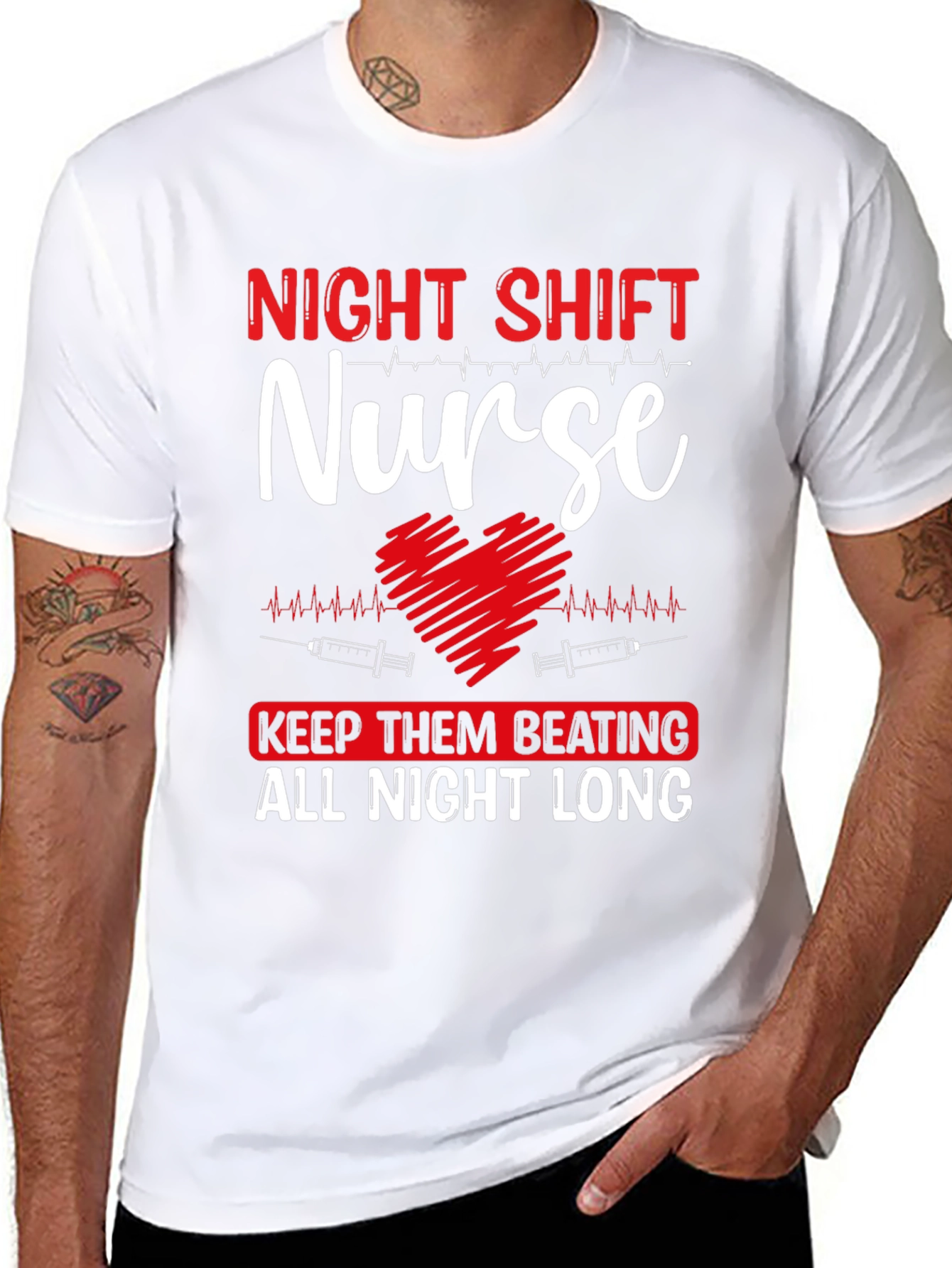 Night Shift Nurse Heartbeat Graphic Tee