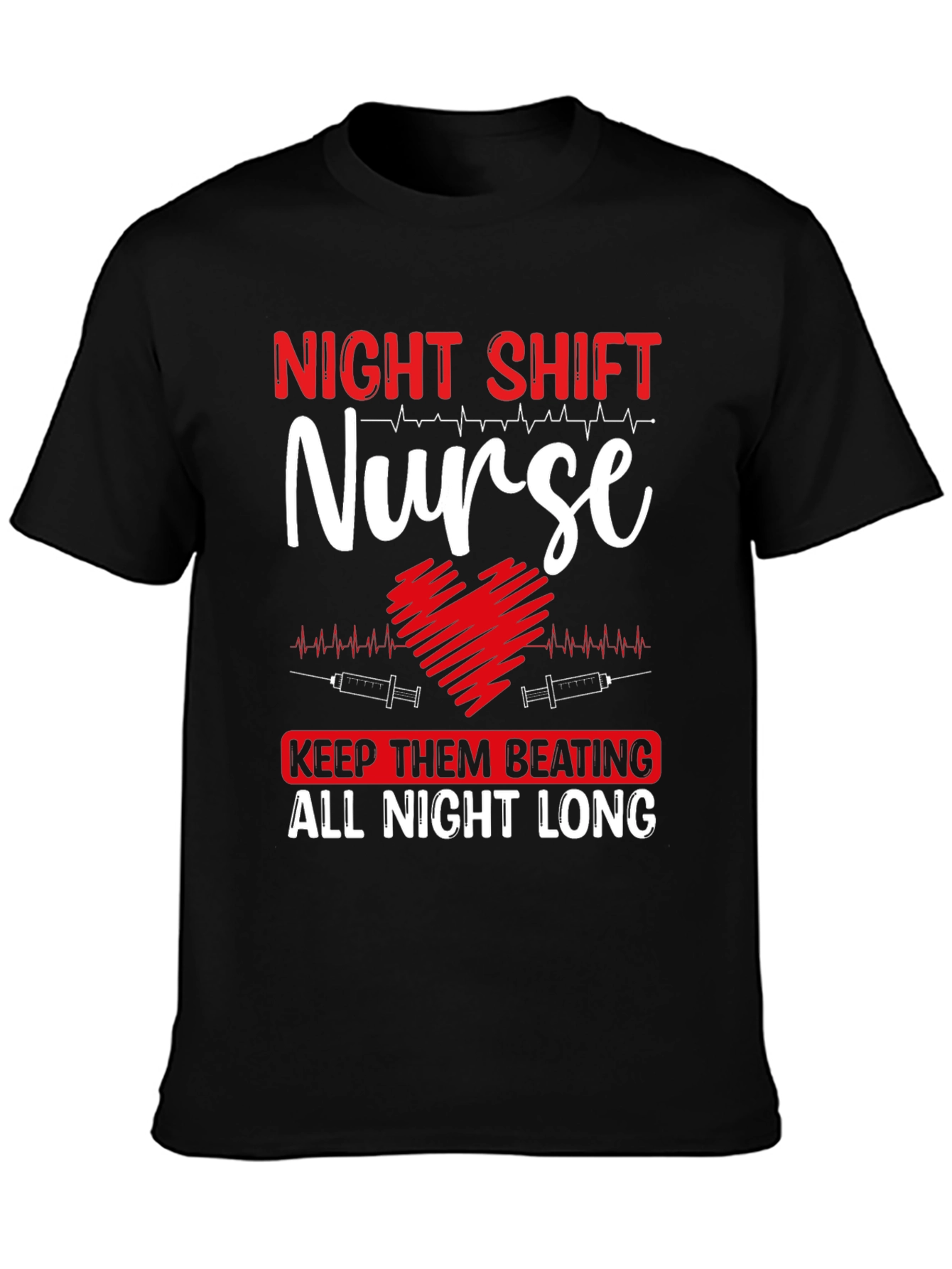 Night Shift Nurse Heartbeat Graphic Tee
