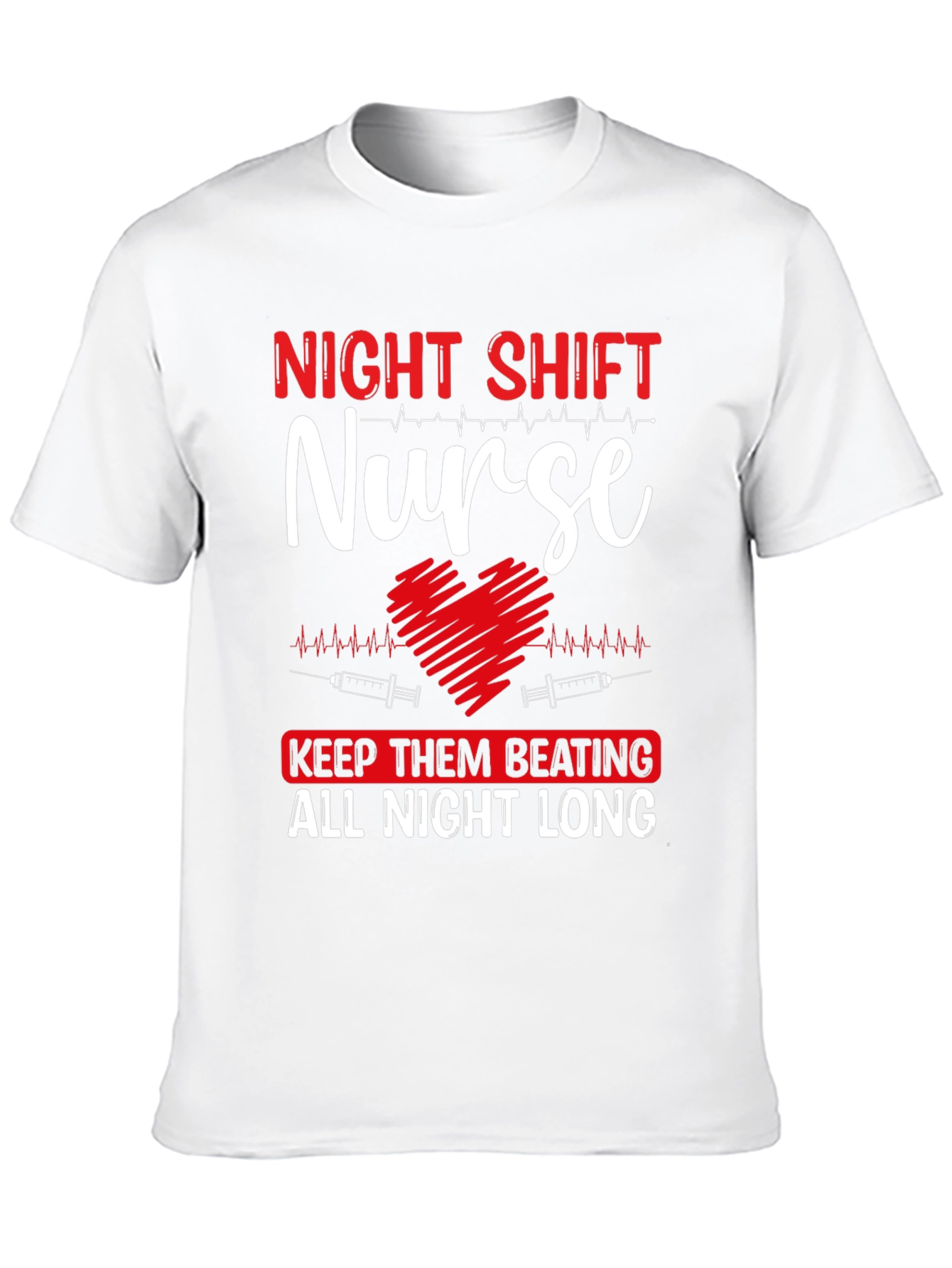 Night Shift Nurse Heartbeat Graphic Tee