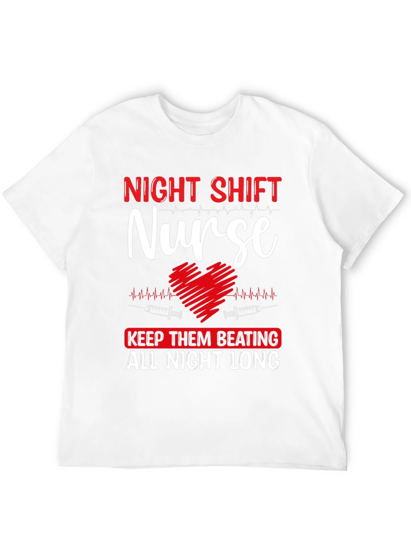 Night Shift Nurse Heartbeat Graphic Tee