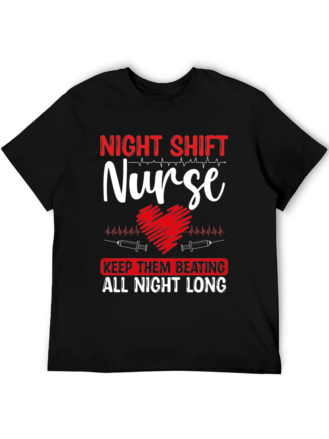 Night Shift Nurse Heartbeat Graphic Tee