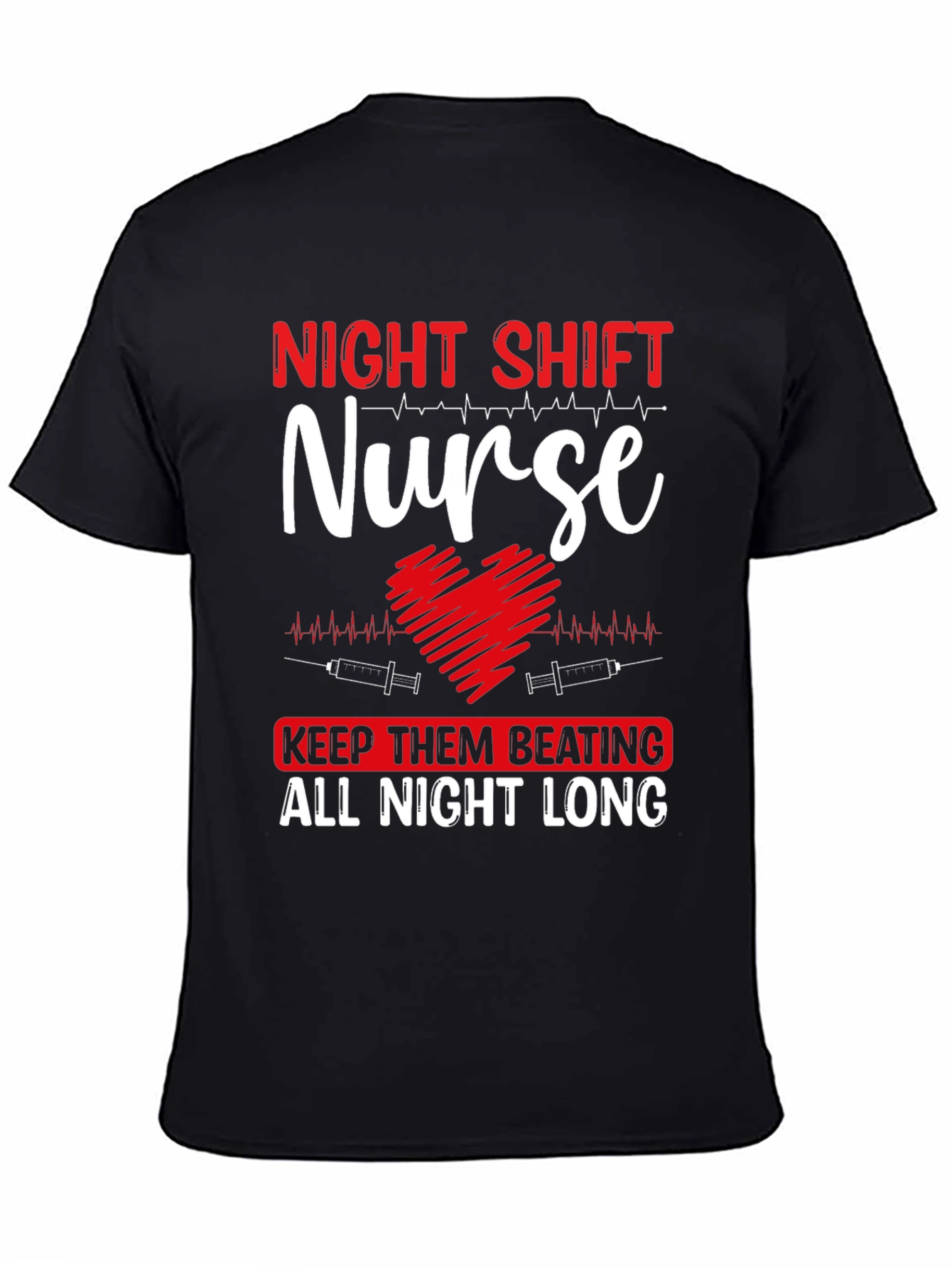 Night Shift Nurse Heartbeat Graphic Tee