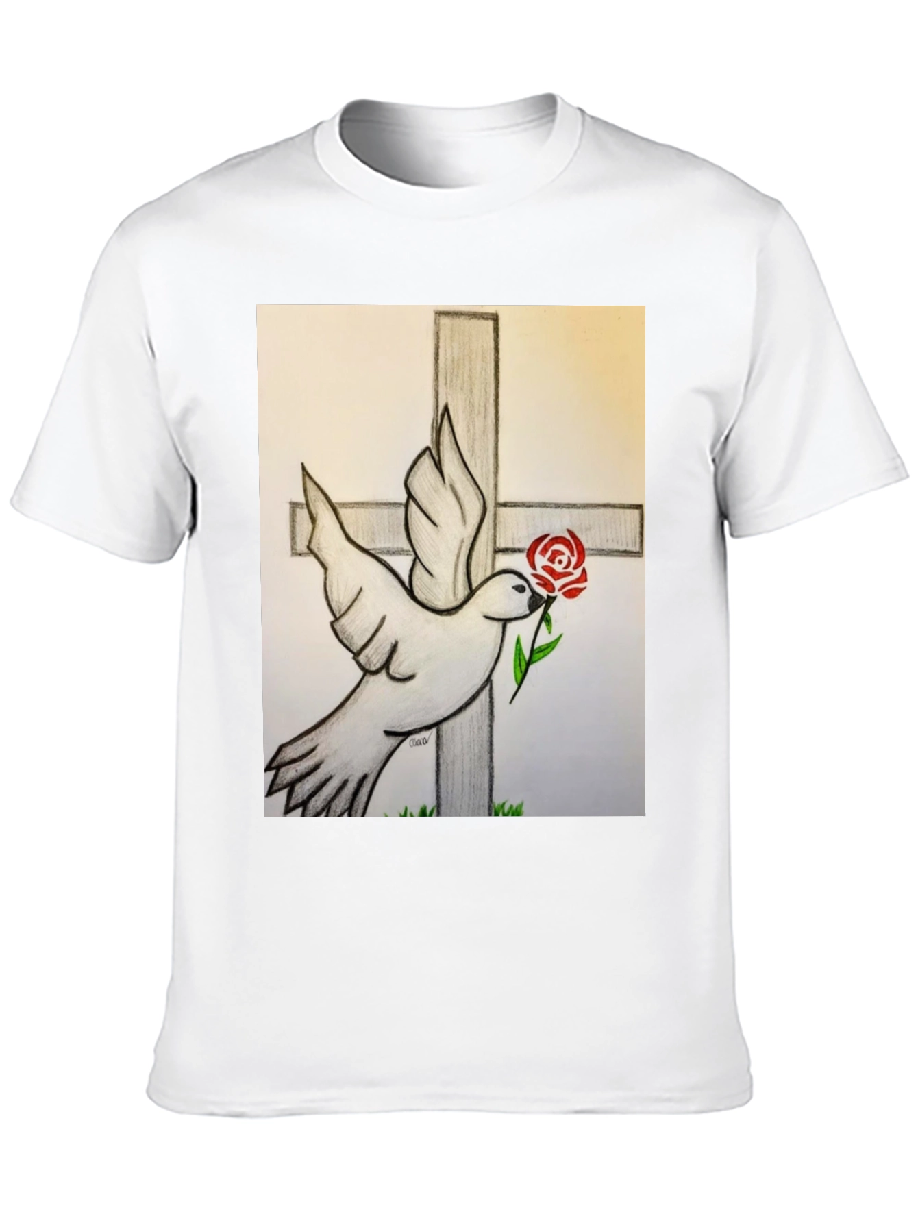 Dove and Rose Graphic Tee - Black