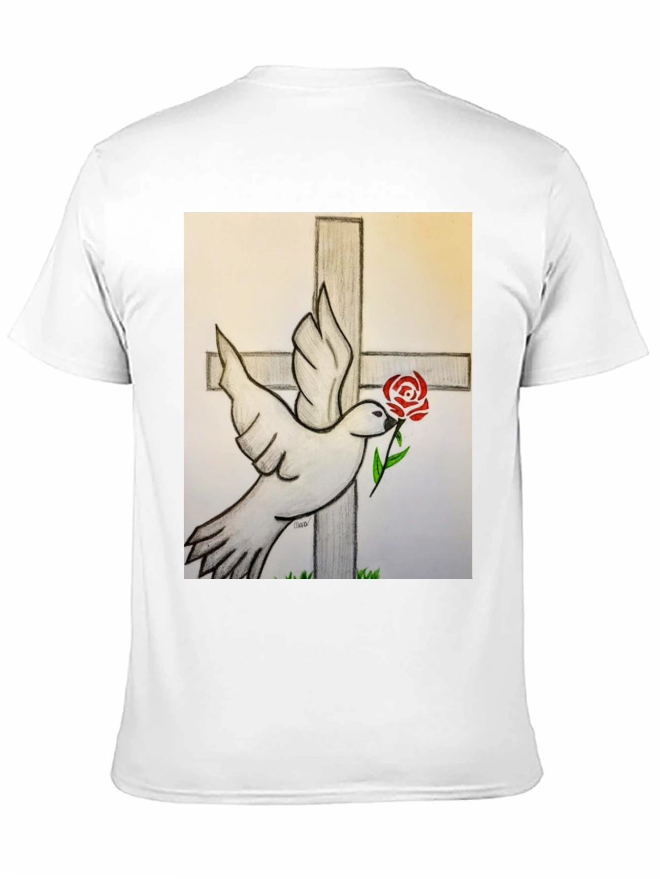 Dove and Rose Graphic Tee - Black