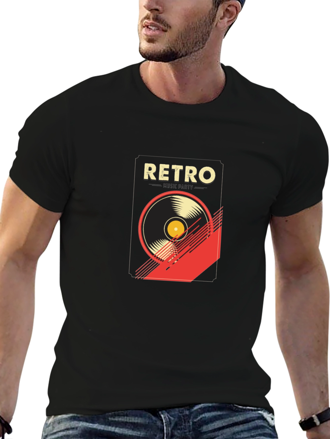 Retro Music Graphic T-Shirt - Stylish Black Tee