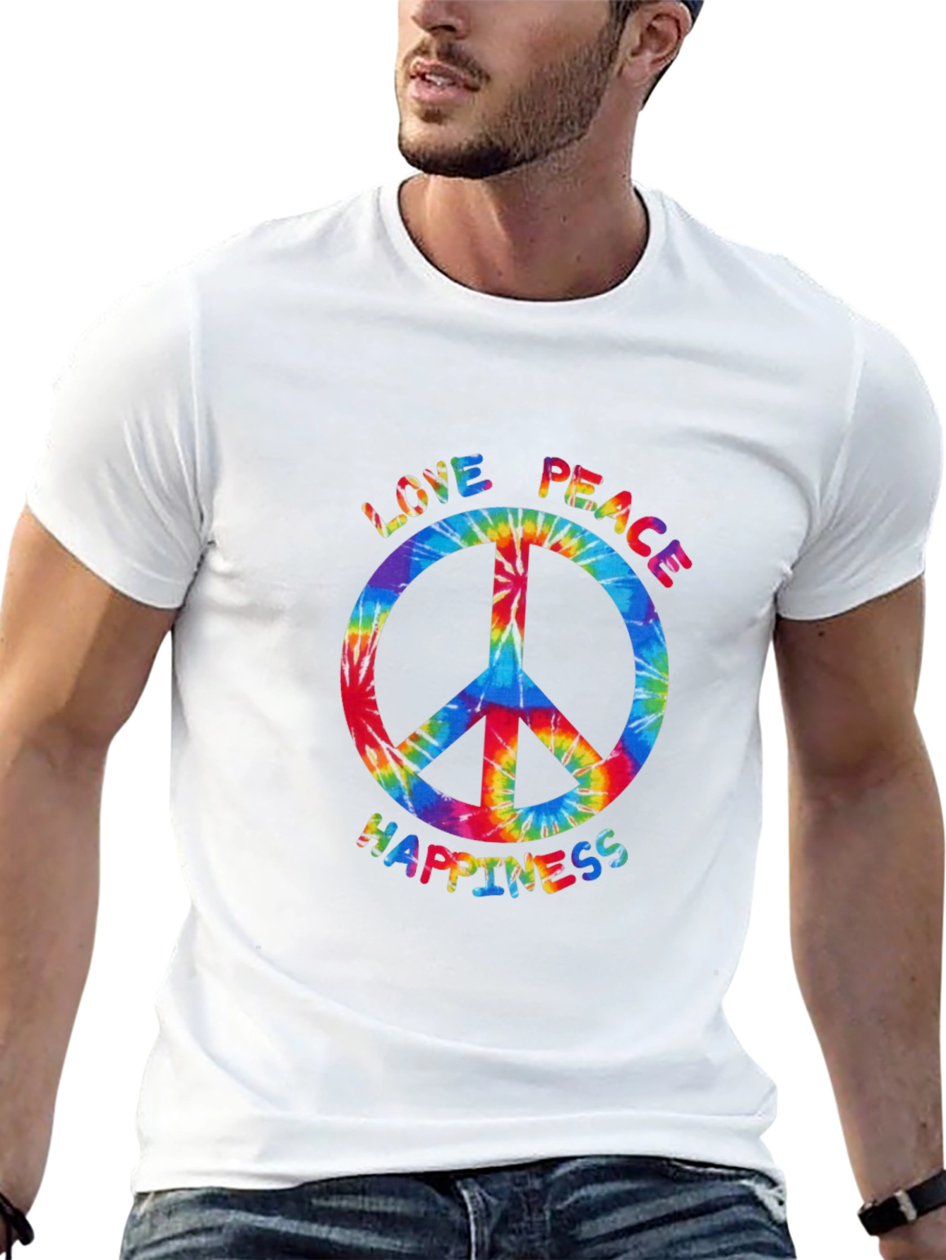 Peace Love Happiness Tie-Dye T-Shirt