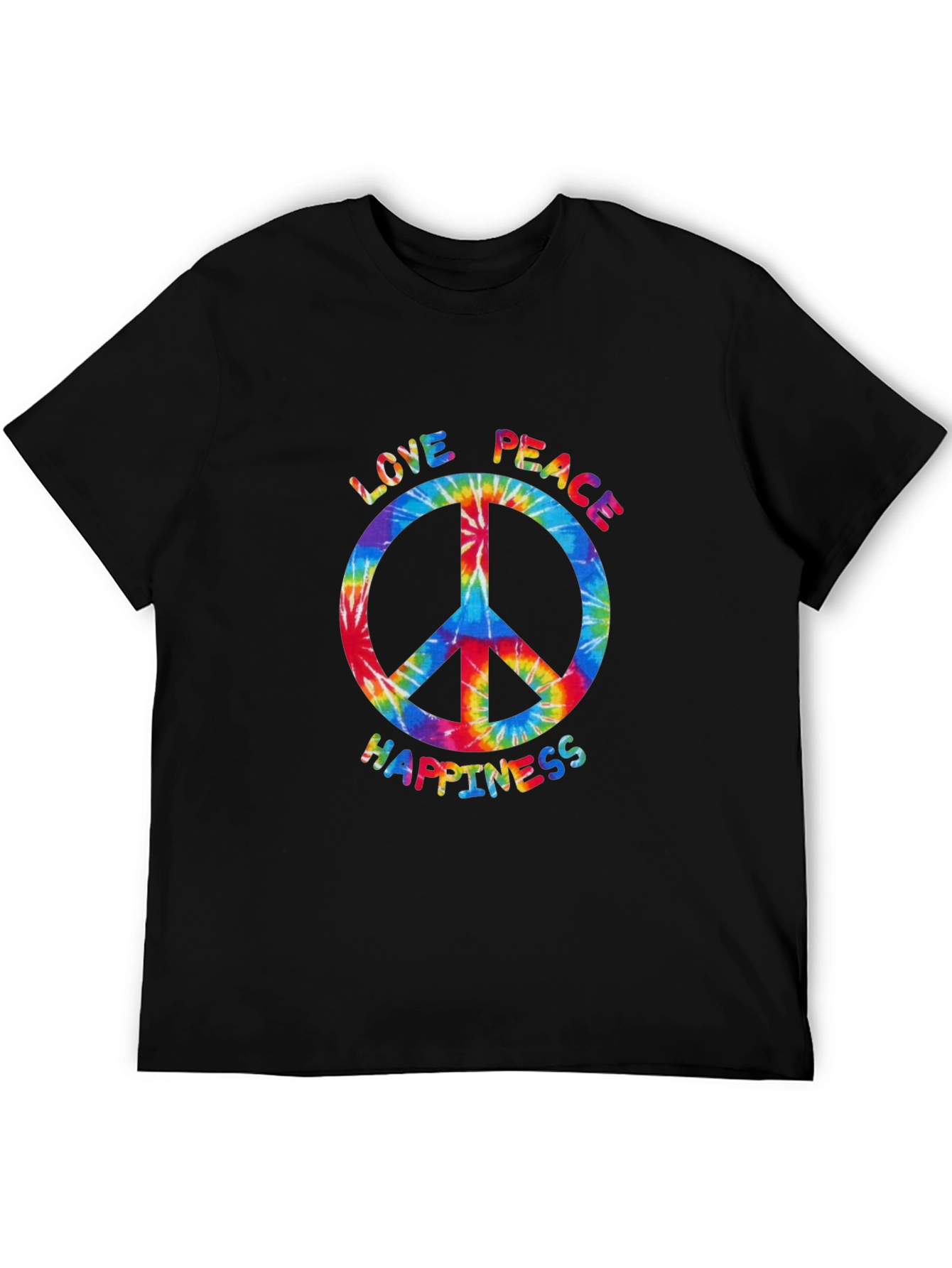 Peace Love Happiness Tie-Dye T-Shirt