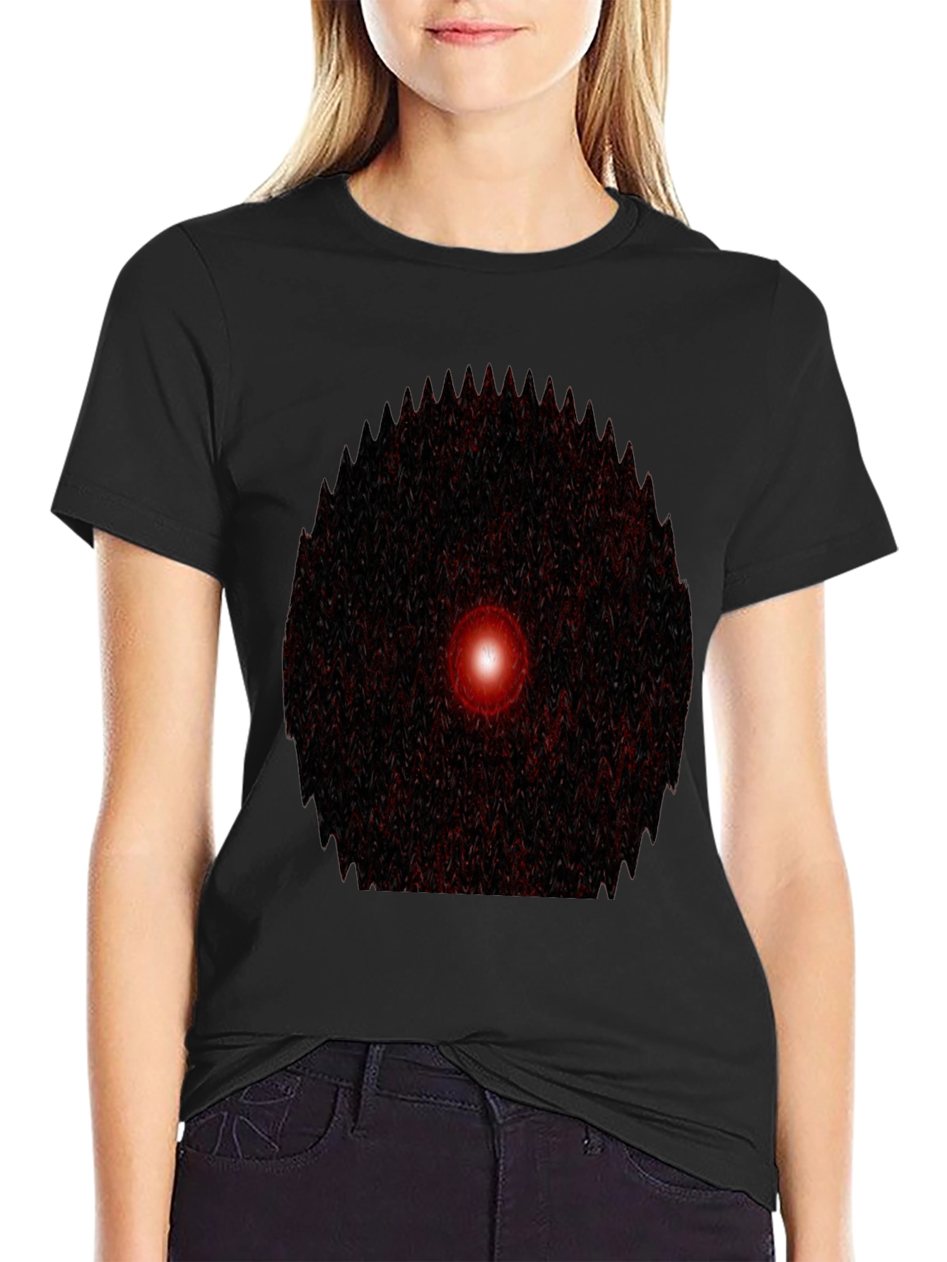 Abstract Red Eye Graphic Print Black T-Shirt