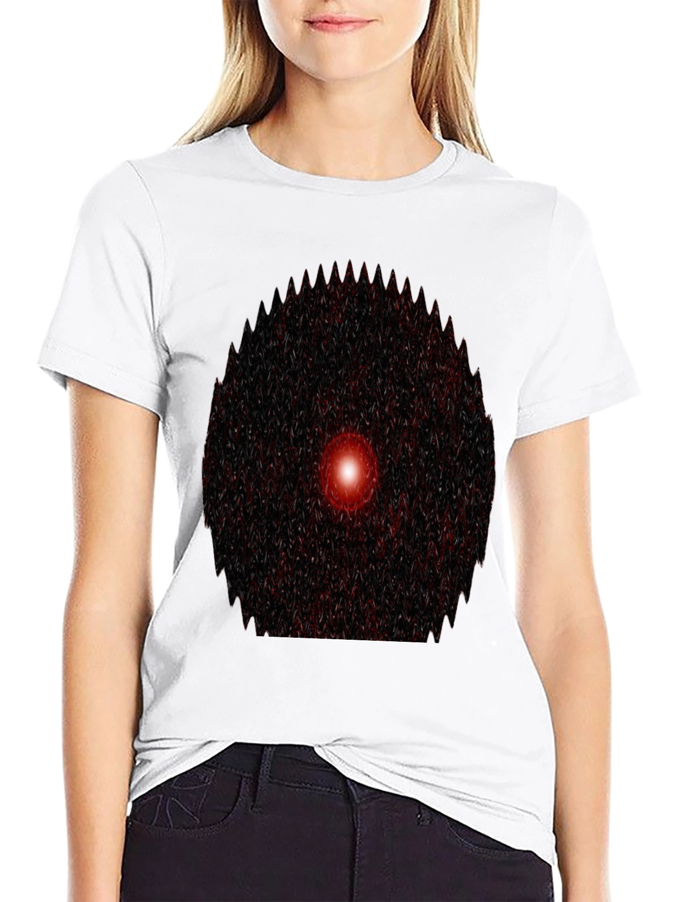 Abstract Red Eye Graphic Print Black T-Shirt