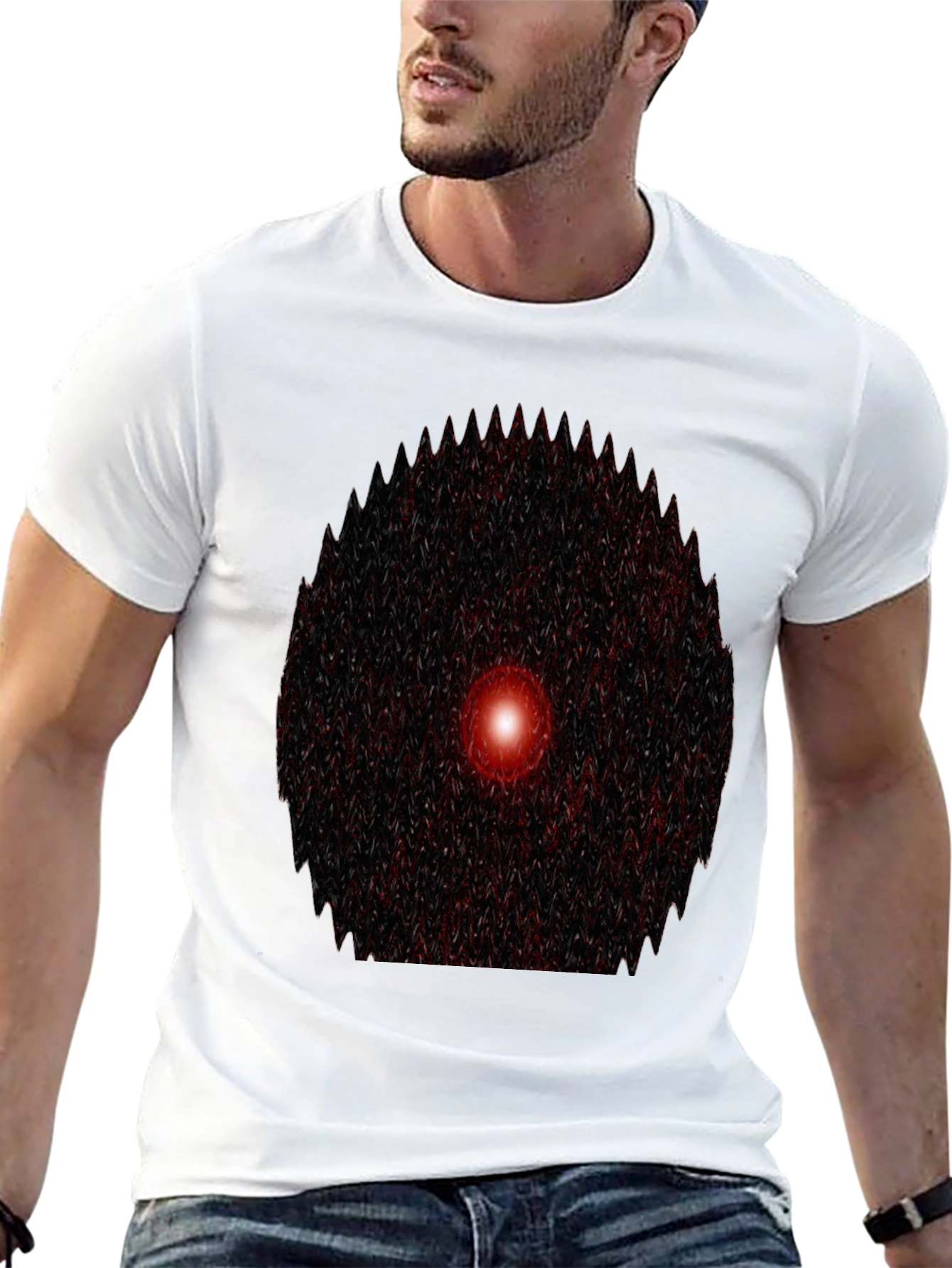 Abstract Red Eye Graphic Print Black T-Shirt